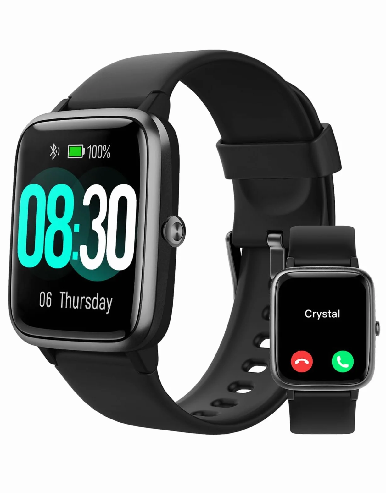 Smartwatch Uomo Donna Chiamate Bluetooth Orologio Fitness Cardiofrequenzimetro Saturimetro 100 Modalità Sportivo Nero