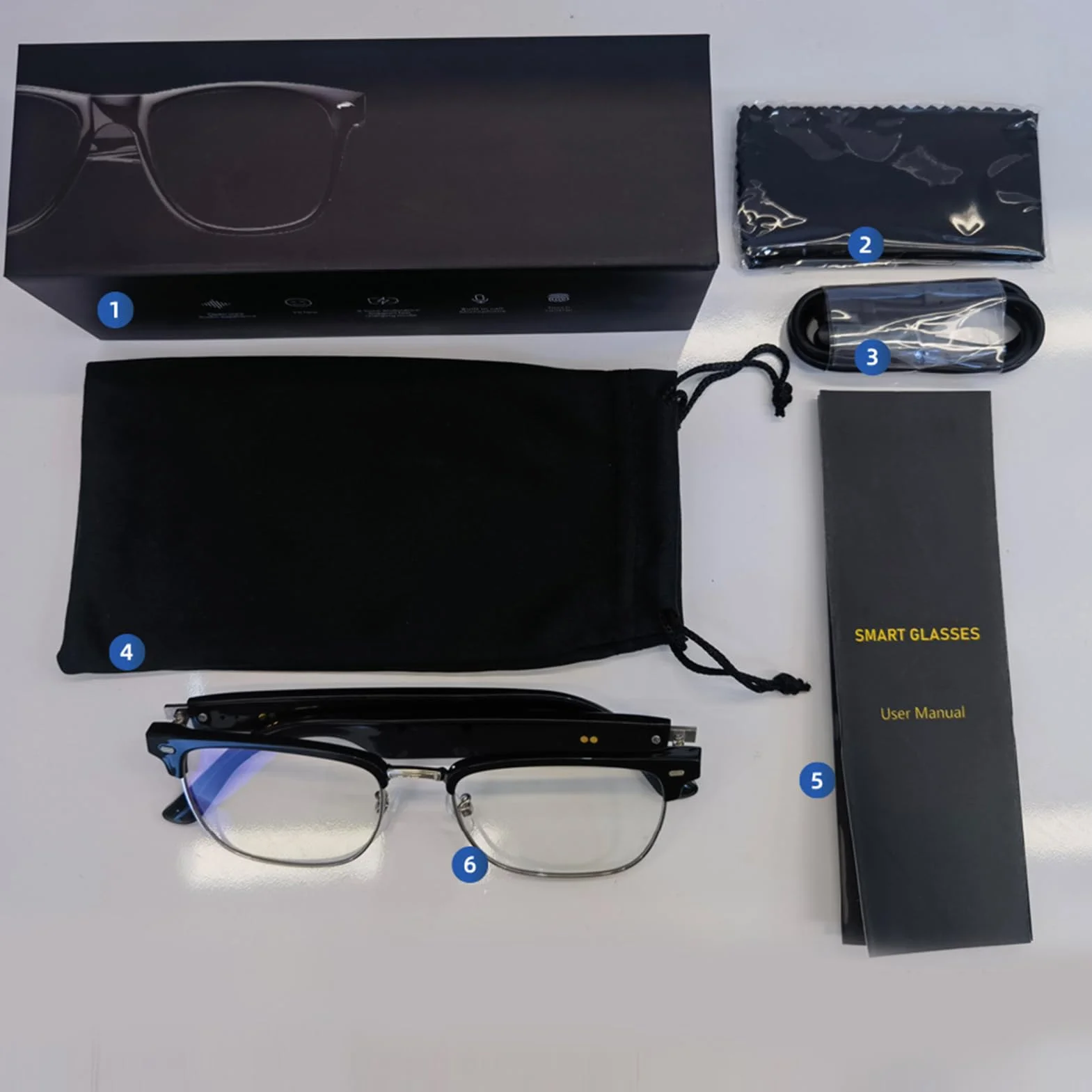 Generico Occhiali Audio Intelligenti Con Altoparlante, Occhiali Con Risposta E Fine Chiamata Audio Wireless Per Uomo Donna