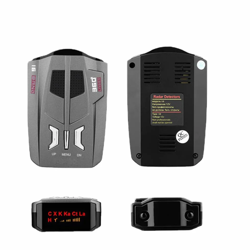 Rilevatore radar per auto a 360 gradi Grey, dispositivo di avviso vocale a LED a LED con 200-800 m di avvertimento remoto a lunga distanza, linguaggi Multri supportati