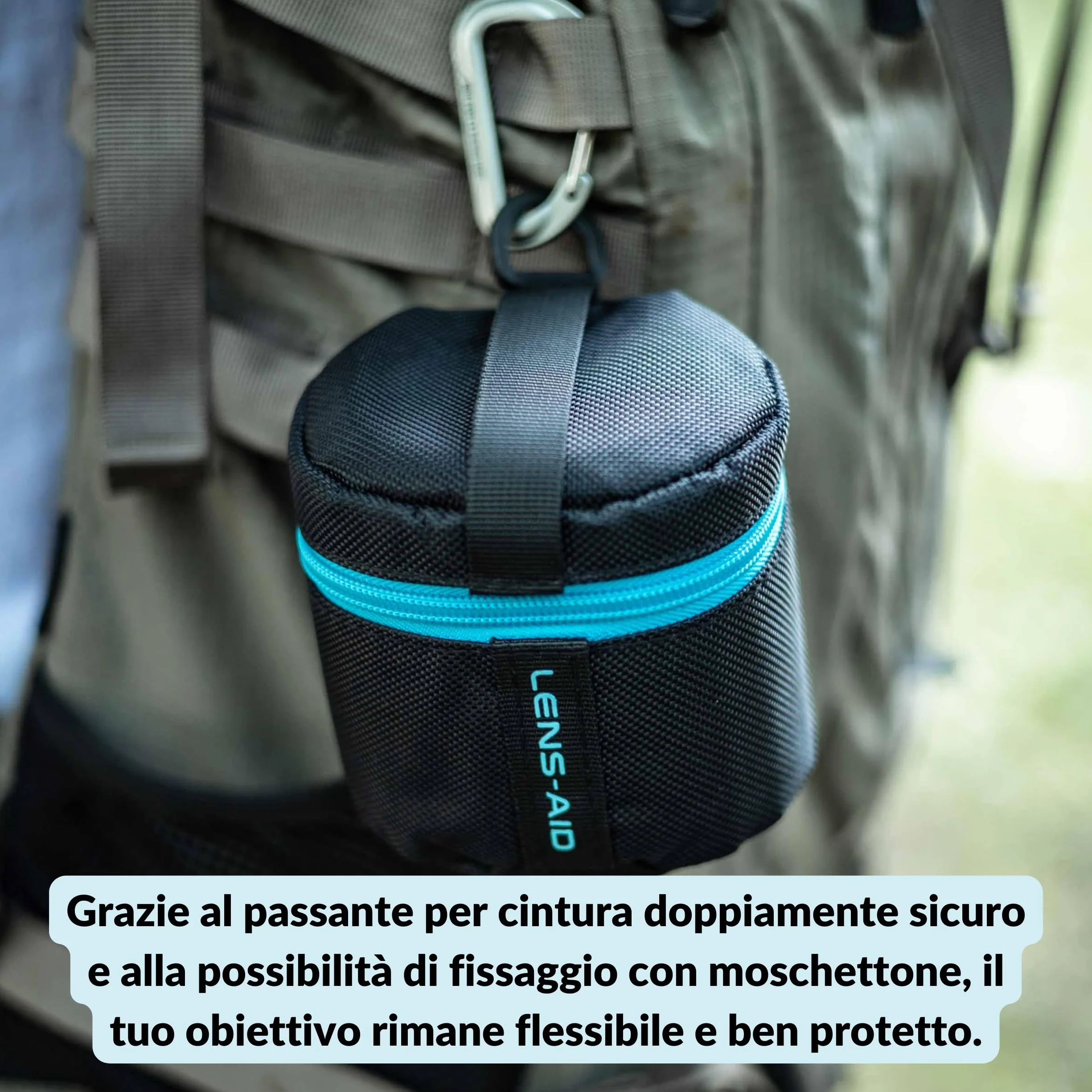 LENS-AID Custodia Obiettivo Imbottita con Zip – Borsa Protettiva, Protezione Totale per Obiettivi DSLR e Mirrorless, Nero, XL (11 x 25 cm)