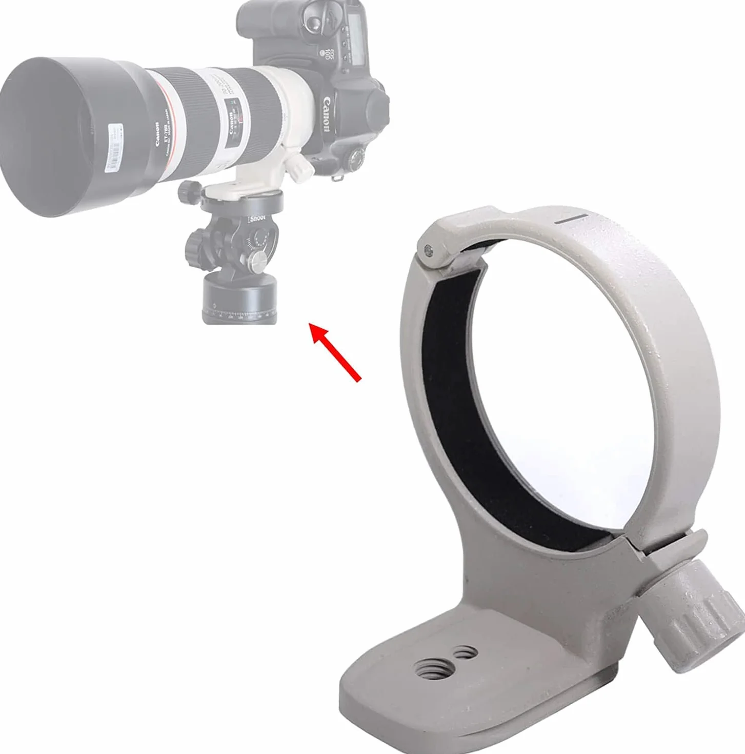 iShoot Anello di montaggio per treppiede Collare obiettivo compatibile con Canon EF 80–200mm f/2.8l, EF 70–200mm f/4L (IS) USM, EF 400mm f/5.6 l USM, Staffa Supporto Arca Fit Piastra Sgancio Rapido