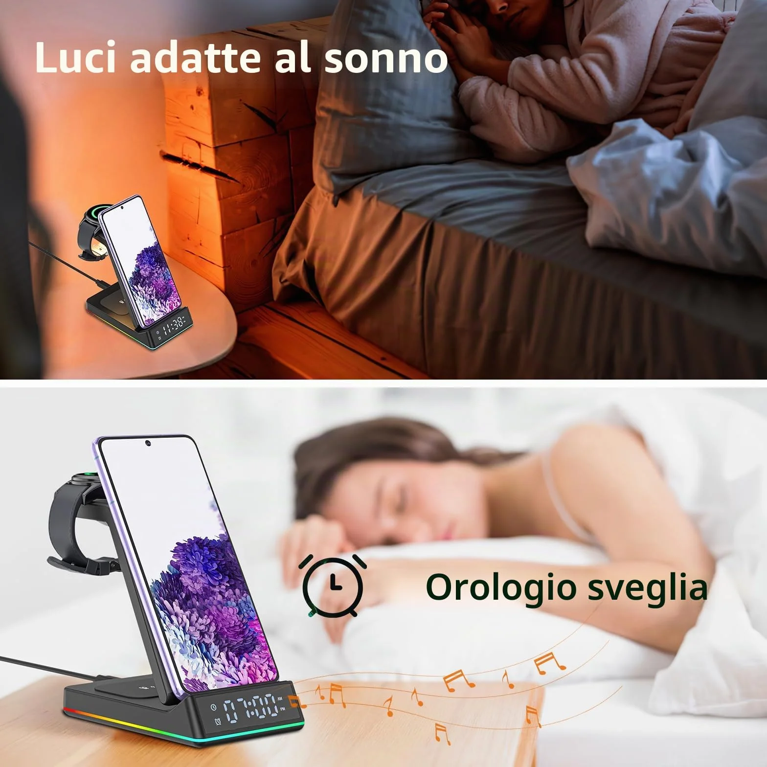 EVARY Caricatore Wireless 18W Rapida Wireless per Samsung S24 S23 S22 Ultra S21 S20 Galaxy Buds+ Pro,Wireless Charger für Galaxy Watch 5/5 Pro/4/3/Active 2/1