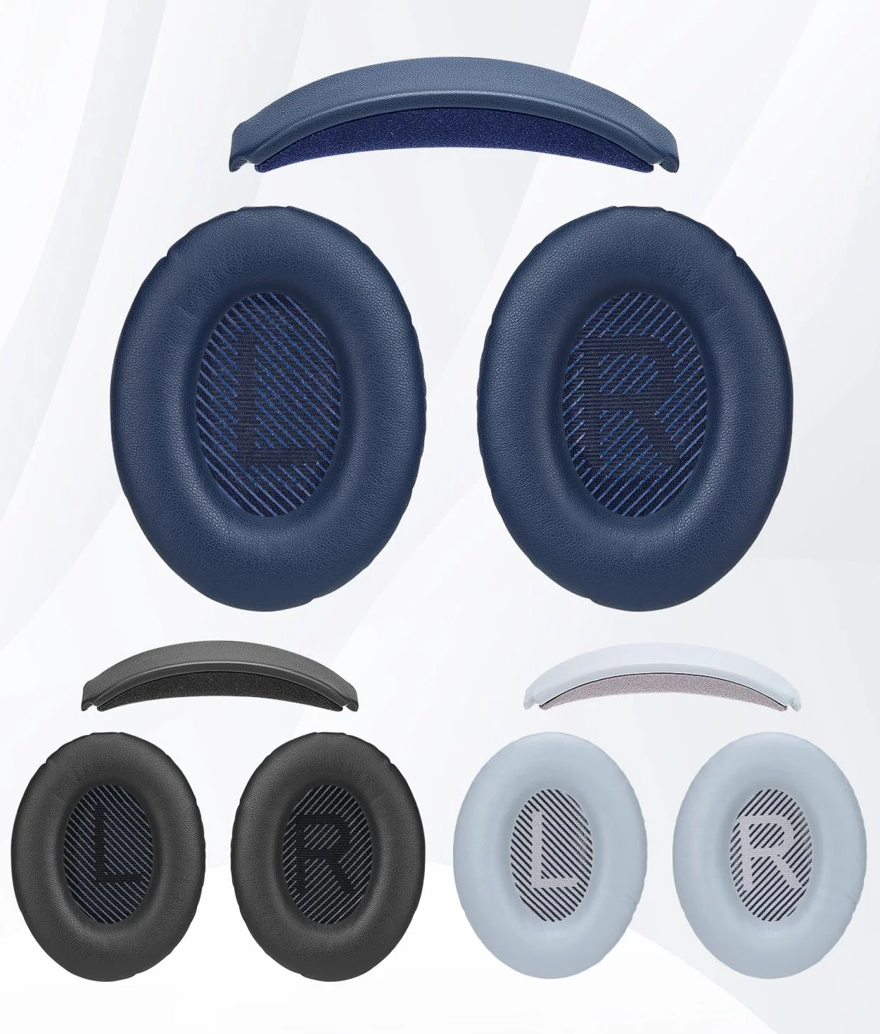 WADEO Kit di Sostituzione Cuscinetti e Archetto per Bose QC35 / QC35 II / QC35 II Gaming, Ritrova Comfort e Isolamento Acustico – Cuscinetti in Pelle Proteica