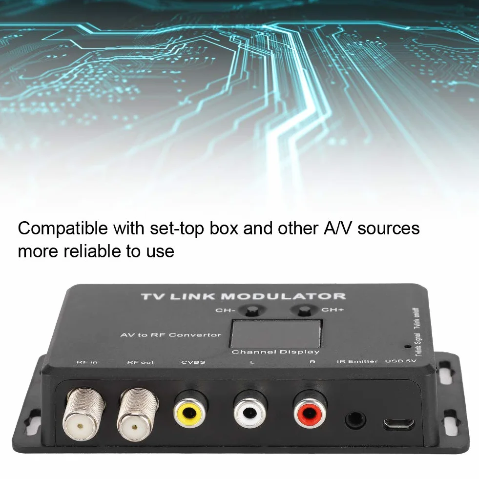 Modulatore TV LINK TM70 UHF AV a RF Convertitore con Display Canale IR Extender
