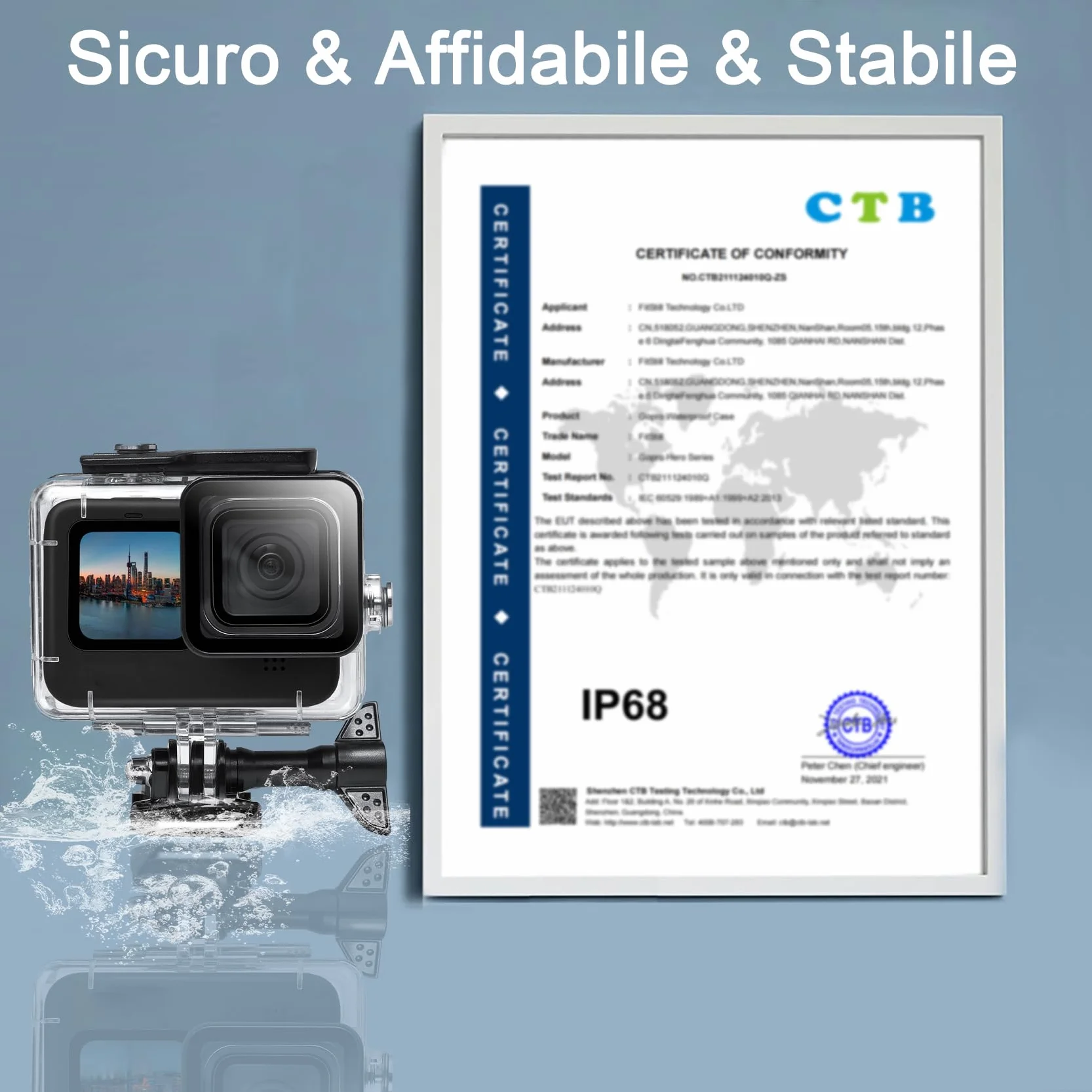 FitStill Custodia impermeabile 60M/196FT per Go Pro Hero 13/Hero 12/Hero 11/Hero 10/Hero 9 Black, custodia protettiva subacquea con accessori per fotocamera Go Pro Hero 13/12/11/10/9 Action camera