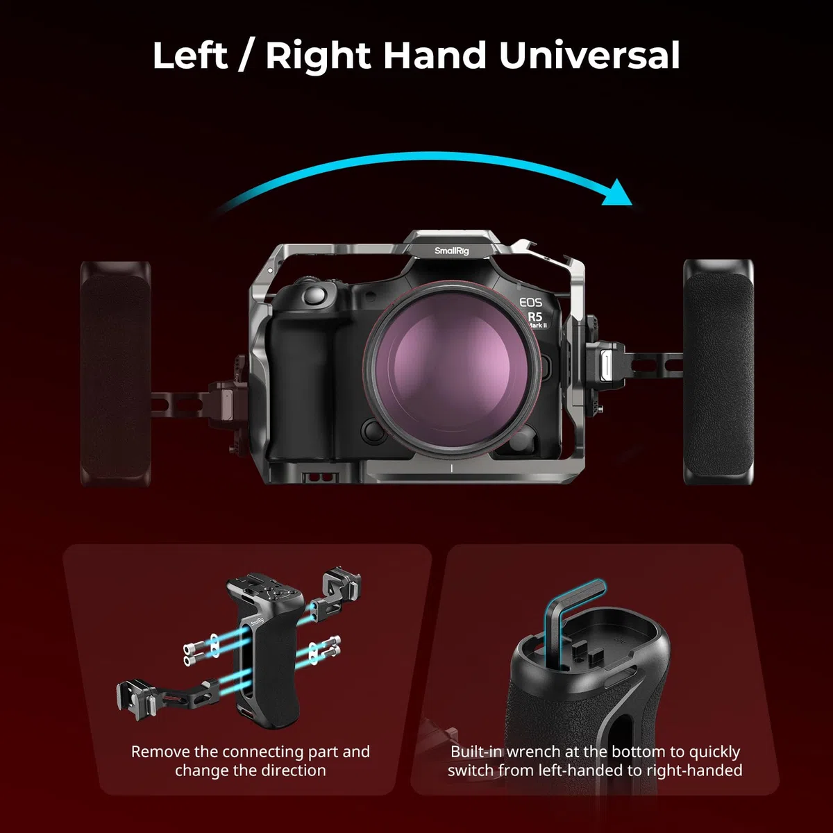 SMALLRIG HawkLock H21 QR - Maniglia laterale laterale con guida Nato, per mancini o destrorsi, regolabile in altezza, 36 mm/1,4 pollici, impugnatura ergonomica con slitta flash, fori filettati 1/4"-20
