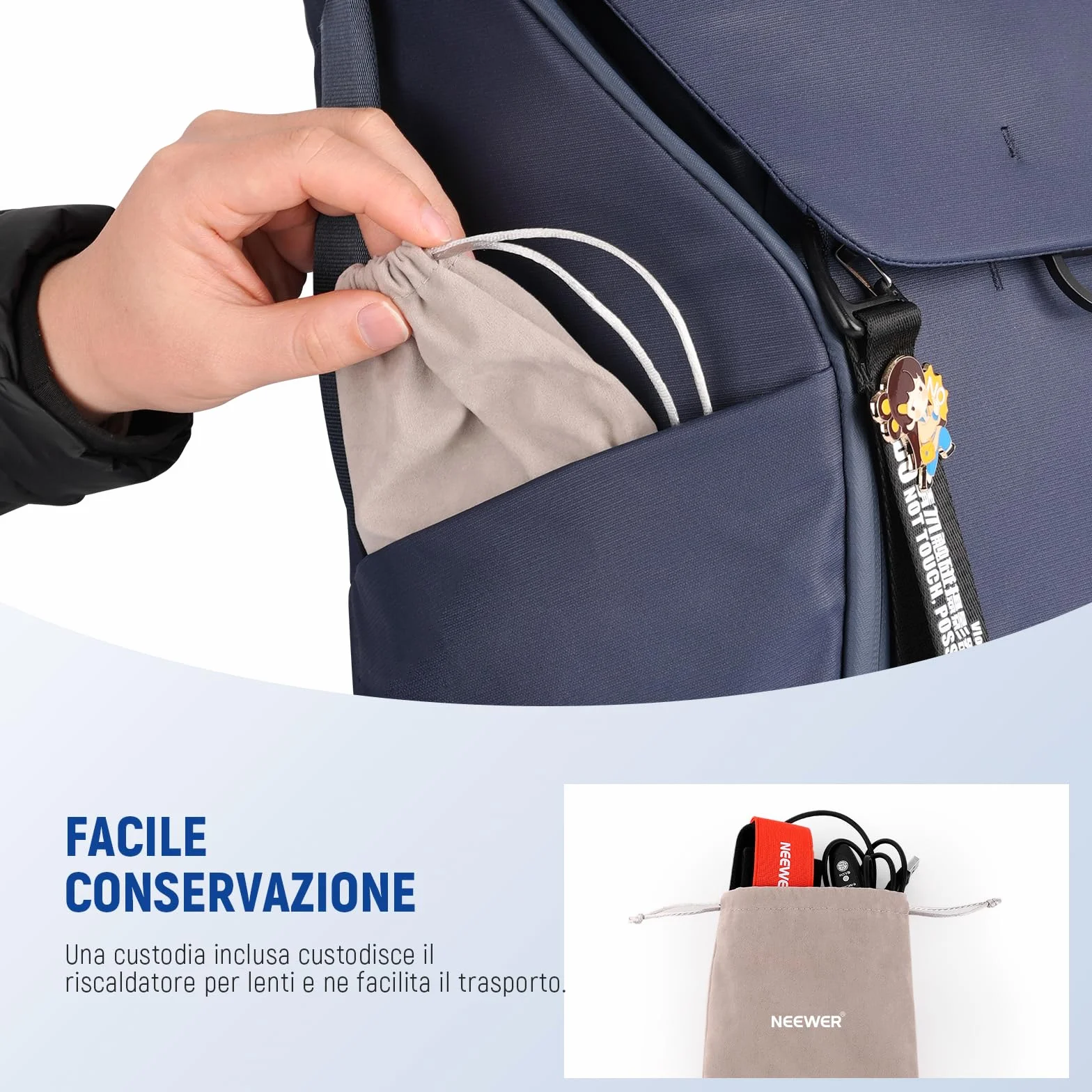 NEEWER Riscaldatore Obiettivo USB da 16"/400mm con 3 Impostazioni Temperatura, Striscia Riscaldante Anticondensa Antinebbia per Fotocamera DSLR Mirrorless Telescopi Binocoli Astrofotografia, HW-17B