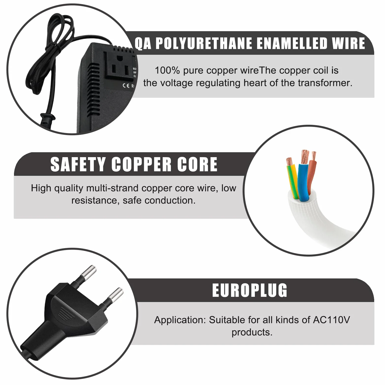 GBKDQQ Trasformatore di corrente 220 V a 110 V 300 W convertitore di corrente adattatore da viaggio spina europea