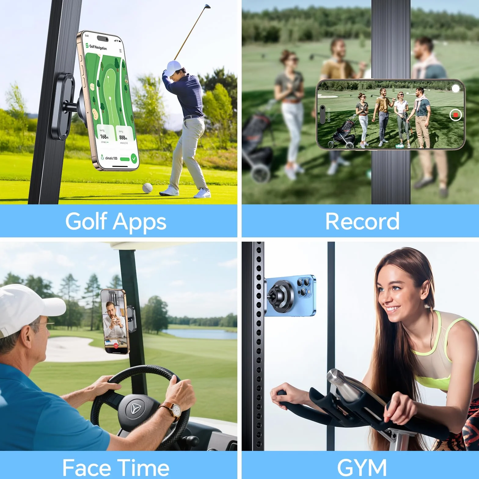 Supporto magnetico per telefono per golf, Supporto Telefono Auto per Magsafe compatibile con iPhone 17 Pro Max Air 16 Plus 15 14 adatto a EZGO, Club Car, Yamaha, accessori per carrello da golf