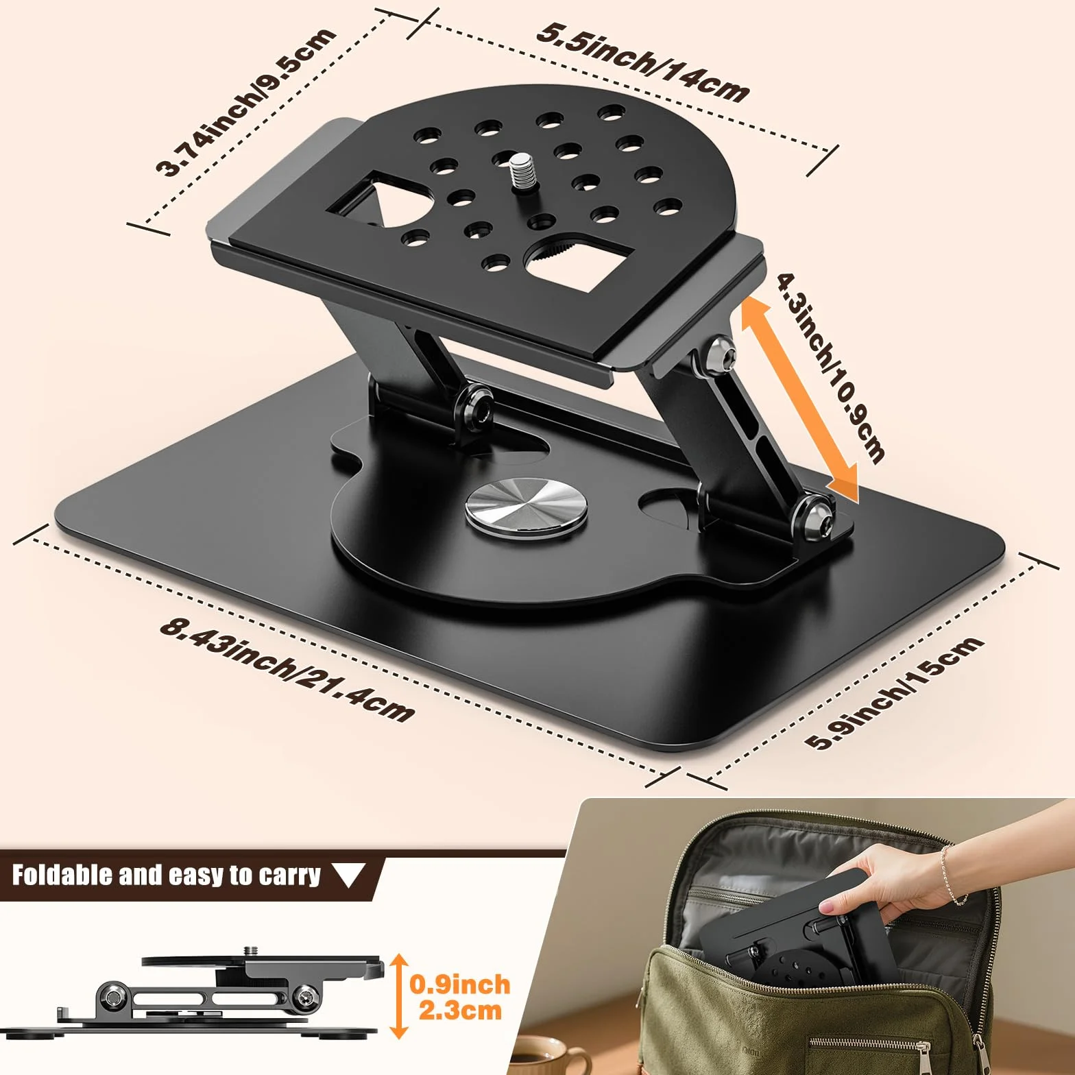Supporti per Proiettori, Supporto Proiettore da Tavolo con Rotazione a 360°, Porta per Proiettore in Metallo con Vite da 1/4" per Home Cinema, Sala Giochi, Ufficio