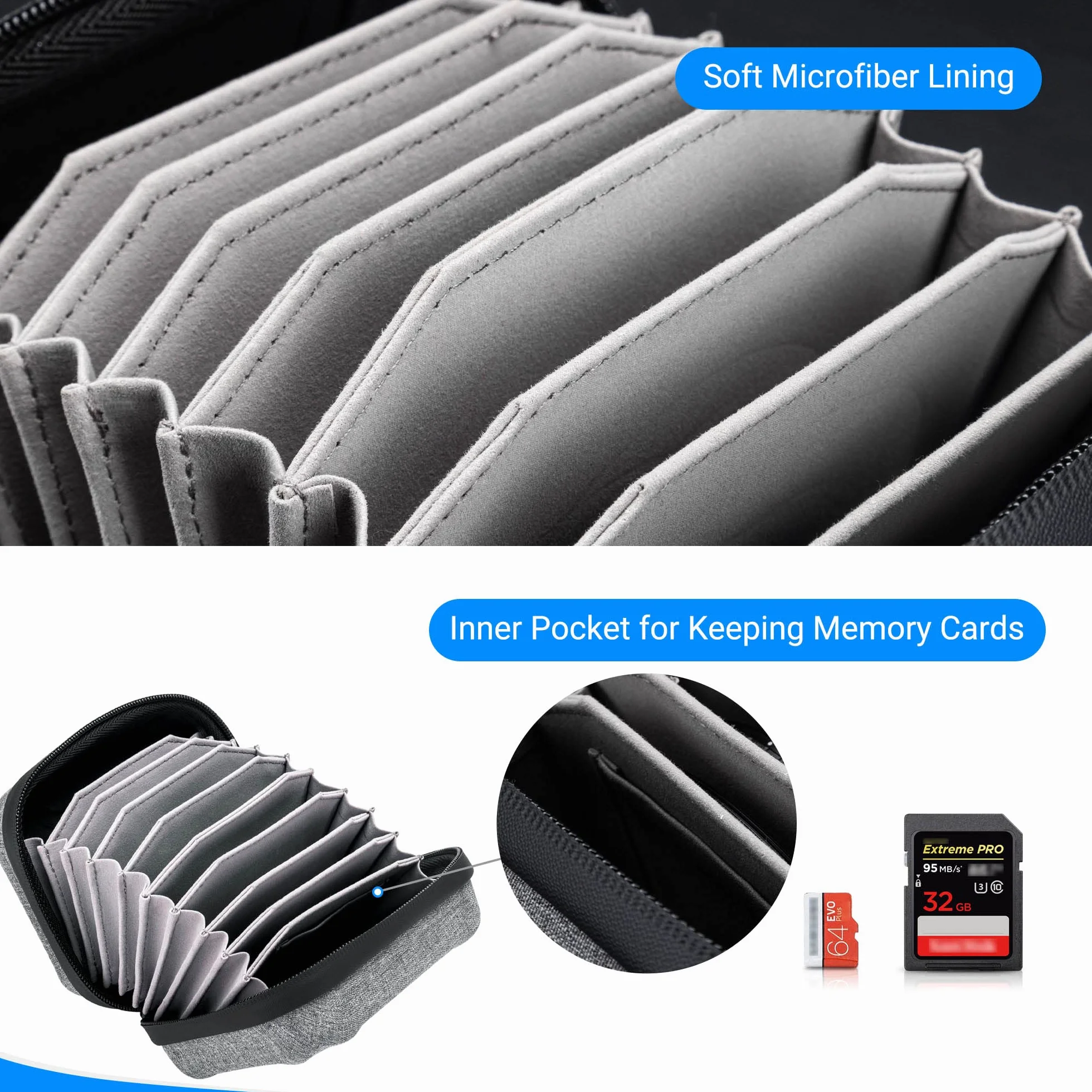 JJC Custodia per filtro per obiettivo fotocamera resistente all'acqua per 10 filtri tondi diametro fino a 95 mm - Fodera Tasche filtro Custodia per il trasporto Scatola con un panno in microfibra