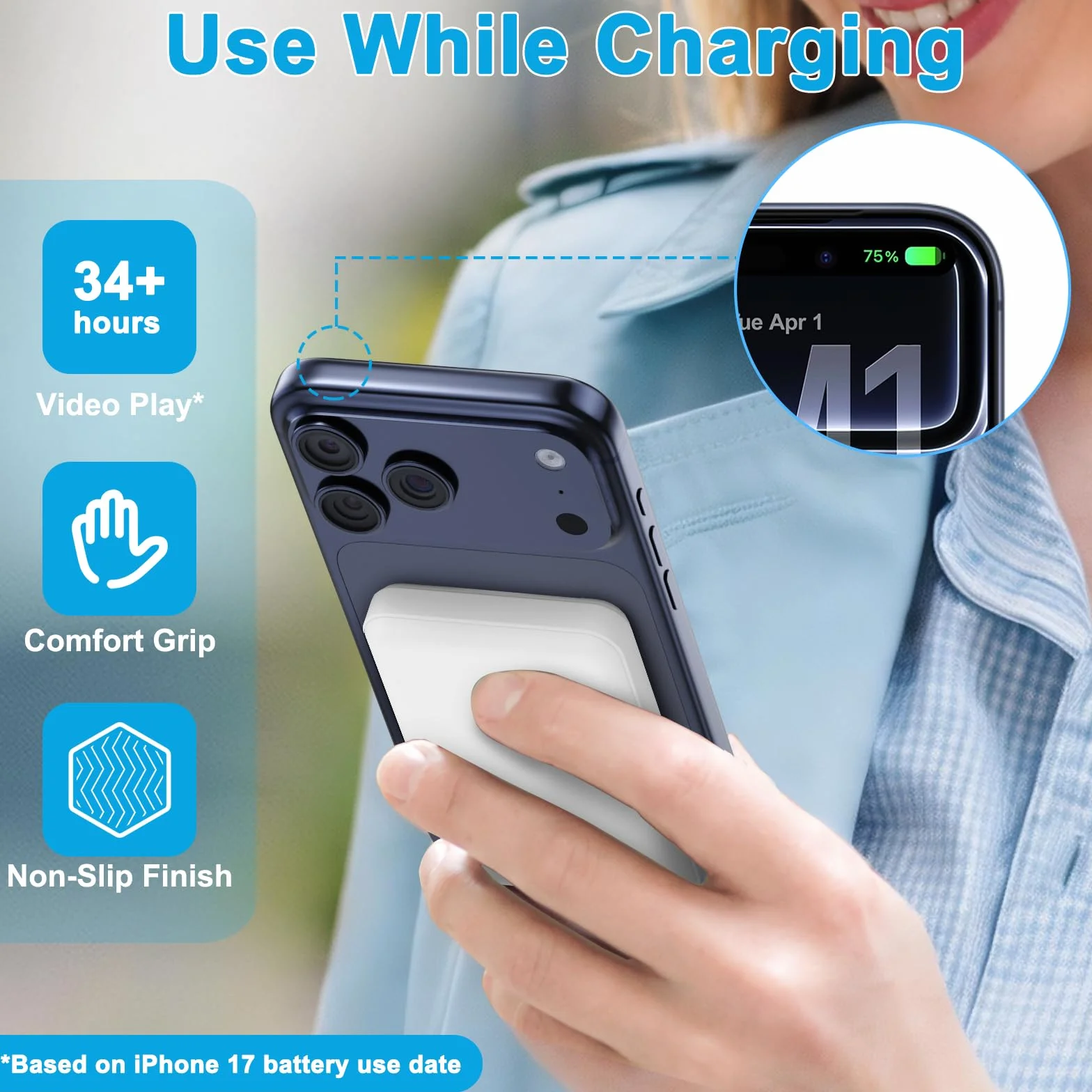 AOGUERBE Power Bank 10000mAh, Caricabatterie Portatile, Wireless Magnetico PowerBank PD 22.5 W Ricarica Rapida con Display LED USB-C Batteria Esterna per iPhone17/16/15/14/13/12/Pro/Mini/Pro Max