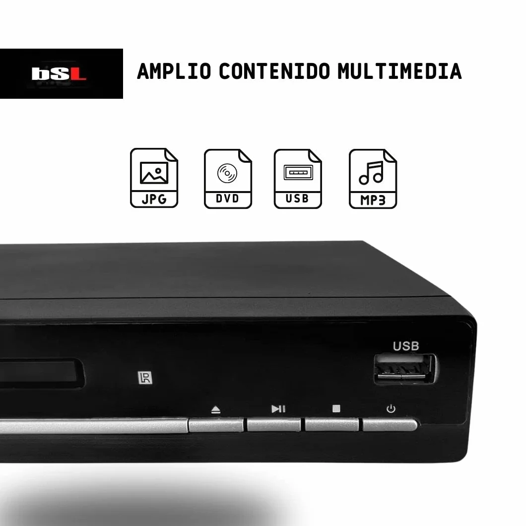 BSL-351, Lettore DVD multiformato DVD, CD, MP3, MP4, lettore USB multimediale, uscita HDMI e AV (cavo AV incluso), telecomando a distanza, per tutte le regioni