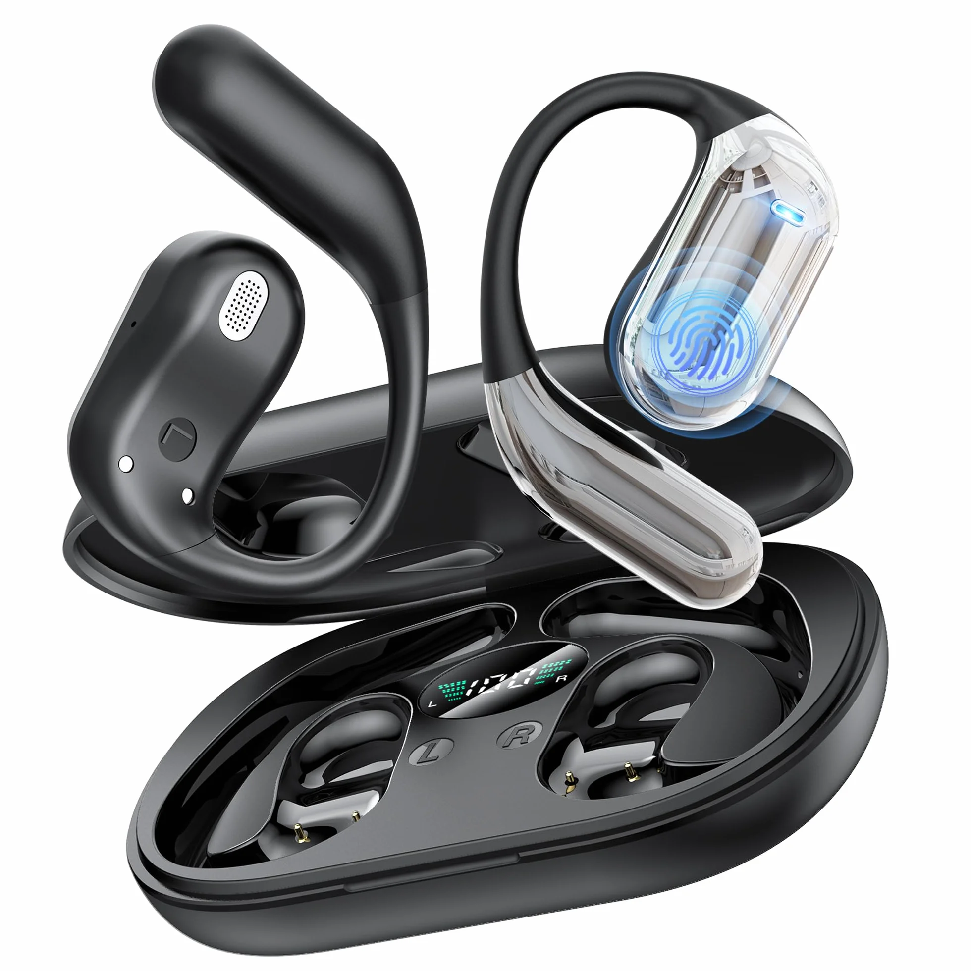 Cuffie Bluetooth Auricolari Bluetooth 5.4, Sport Cuffiette Wireless, Cuffie Open Ear 48 Ore di Riproduzione, Cuffie Senza Filo HiFi Stereo IP7 Impermeabili, Auricolare Bluetooth per iOS & Android
