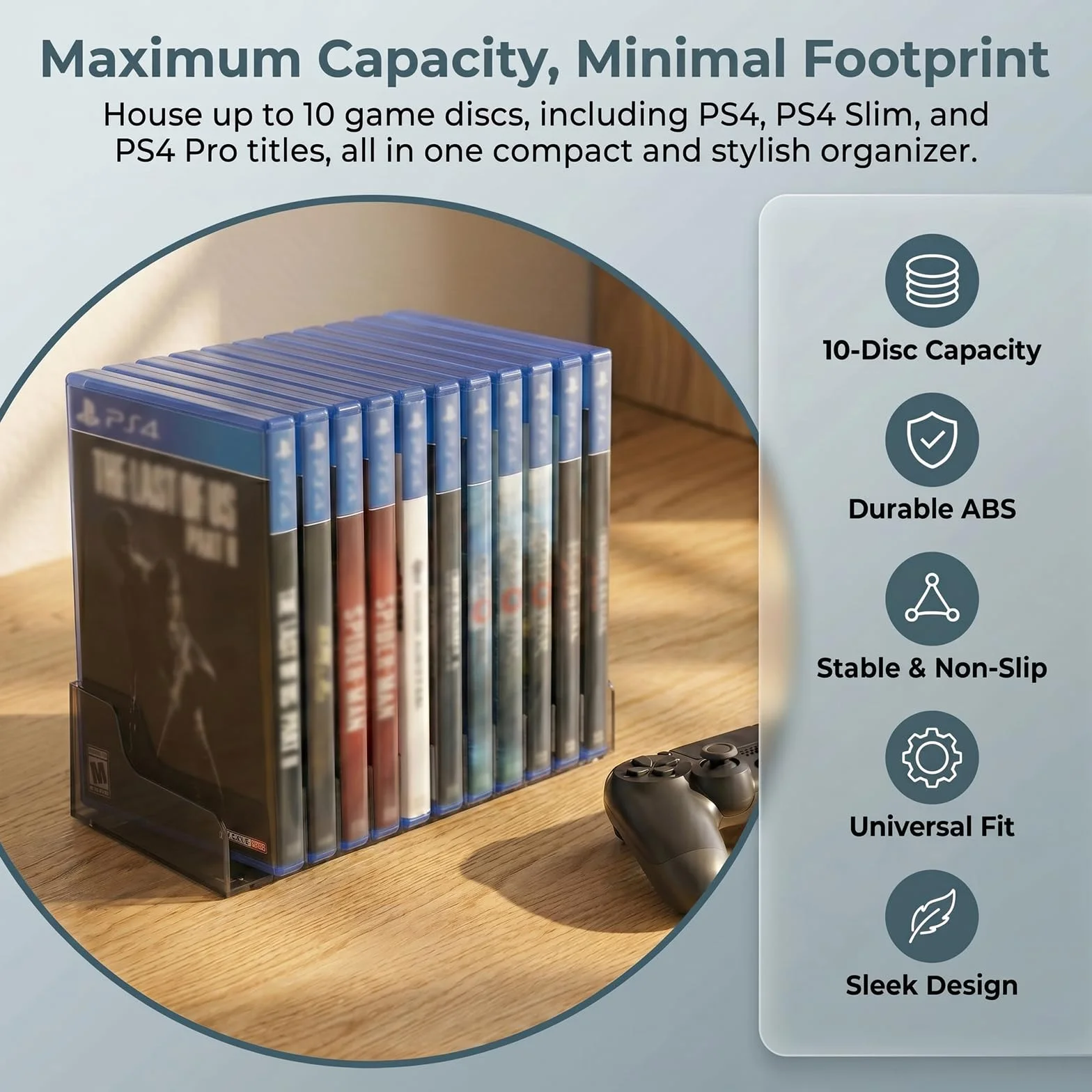 Porta Carte da Gioco, 2 PCS Scatola Carte di Gioco ad 10 Fogli Capacità, Supporto CD per PS4/PS4 SLIM/PS4 PRO