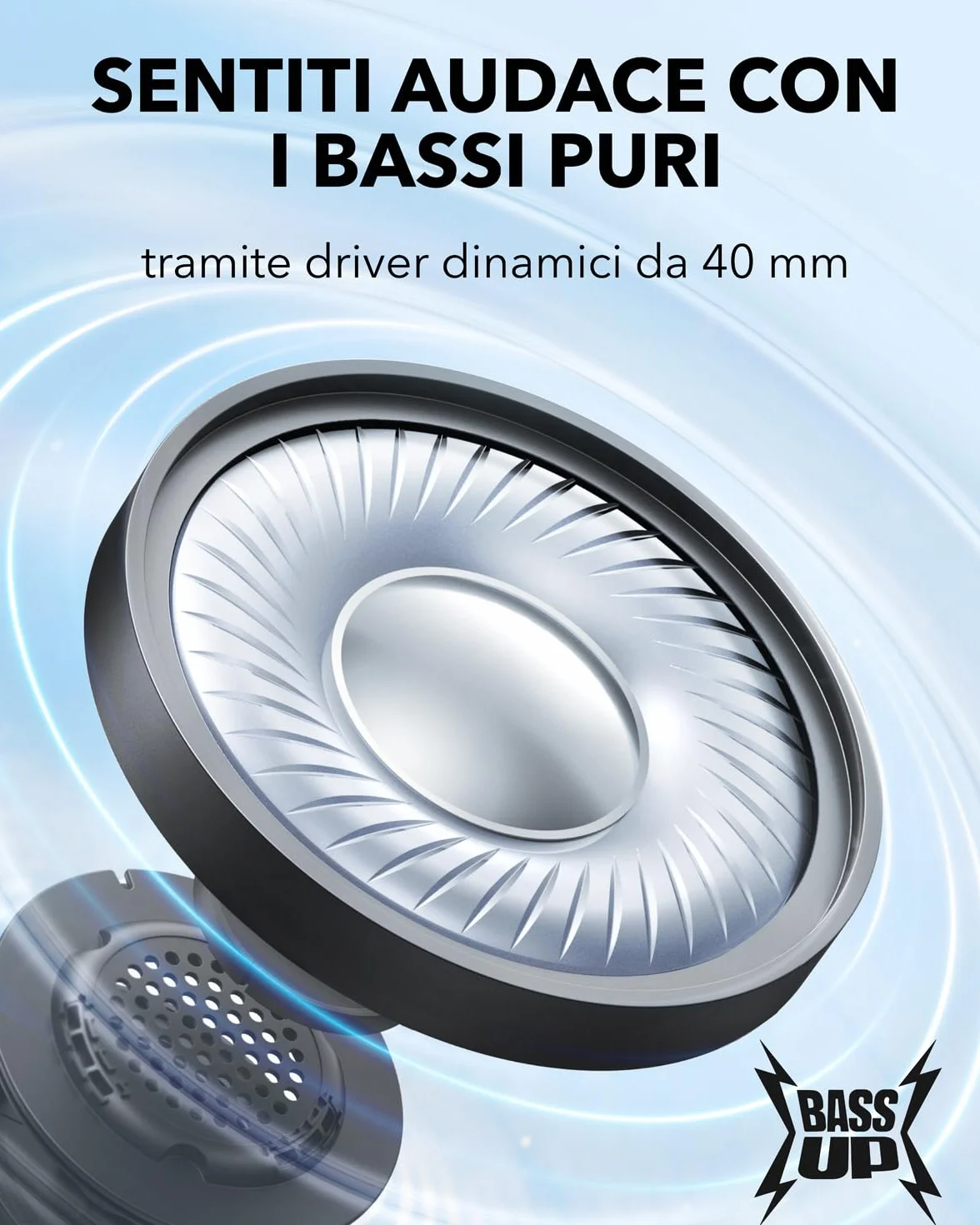 Soundcore Cuffie Bluetooth On-Ear H30i, Cuffie Wireless, Design Pieghevole, Bassi Puri, 60 Ore di Riproduzione, Bluetooth 5.3, Leggere e Confortevoli, Connettività con App, Connessione Multipunto