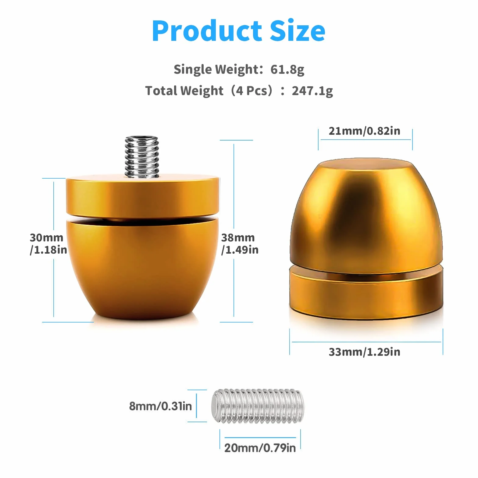 Tertullus 4 piedini in alluminio ammortizzatori per altoparlanti subwoofer