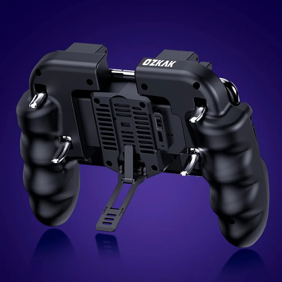 Mobile Controller con Fan Ventola Raffreddamento, Joystick Smartphone Trigger 6 Finger Gamepad L1 R1 L2 R2 per PUBG COD Compatibile con Telefono Cellulare iPhone iOS Android