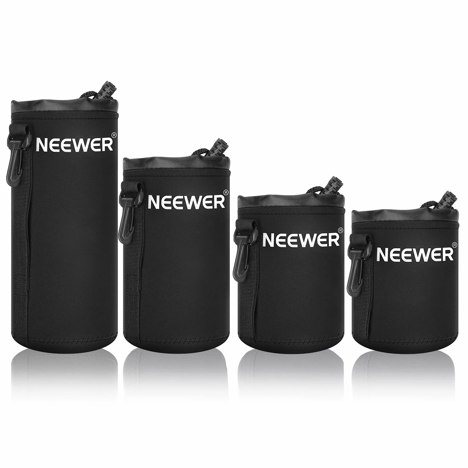 Neewer Lens Case 4-Pack, Lens Pouch Bag with Thick Protective Neoprene for DSLR Camera Lens (Fit for Canon, Nikon, Sony, Olympus, Panasonic) Includes: Small, Medium, Large, XL Size