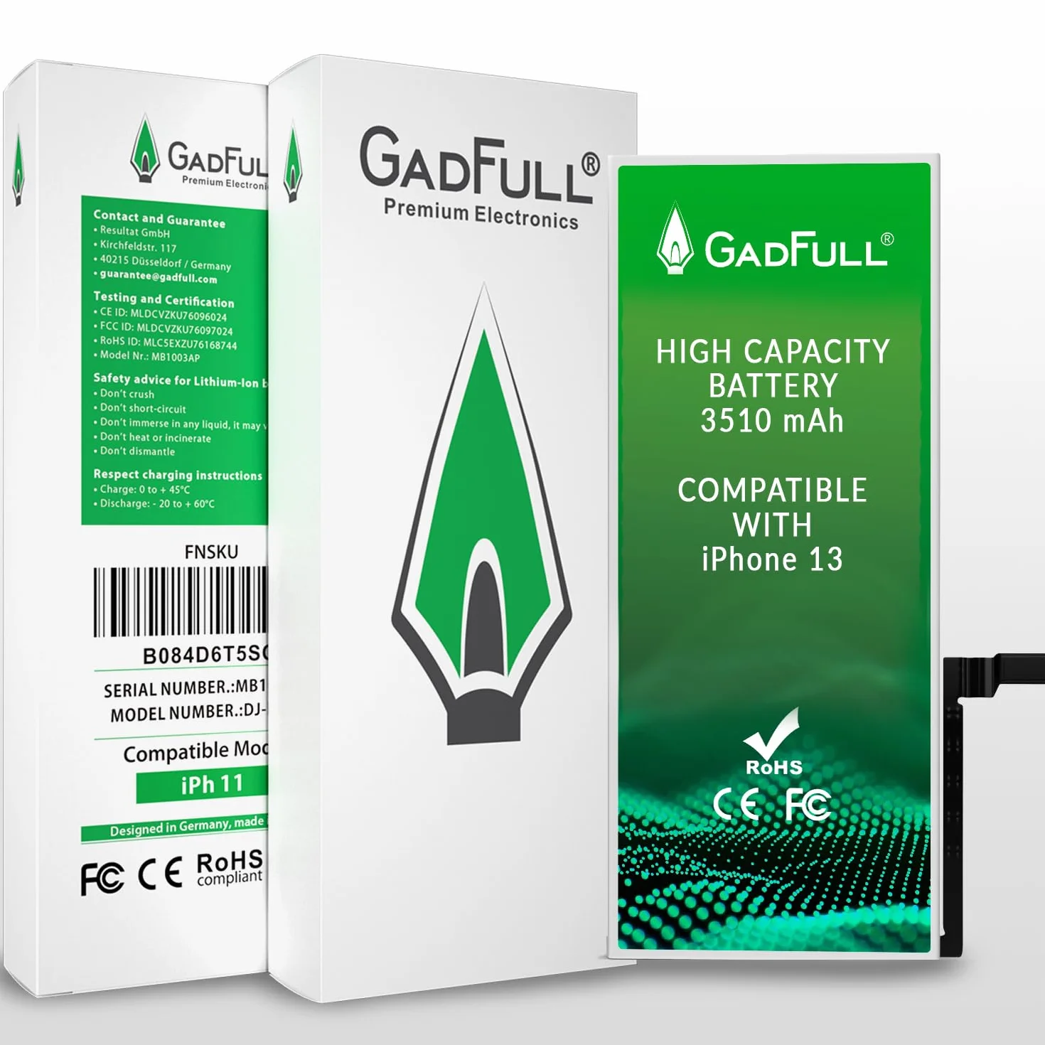 Batteria ad Alta Capacità compatibile con iPhone 13 | 2026 Data di produzione | incl. Set di riparazione manuale & Kit strumenti Profi | Nuova Batteria Cellulare Extra