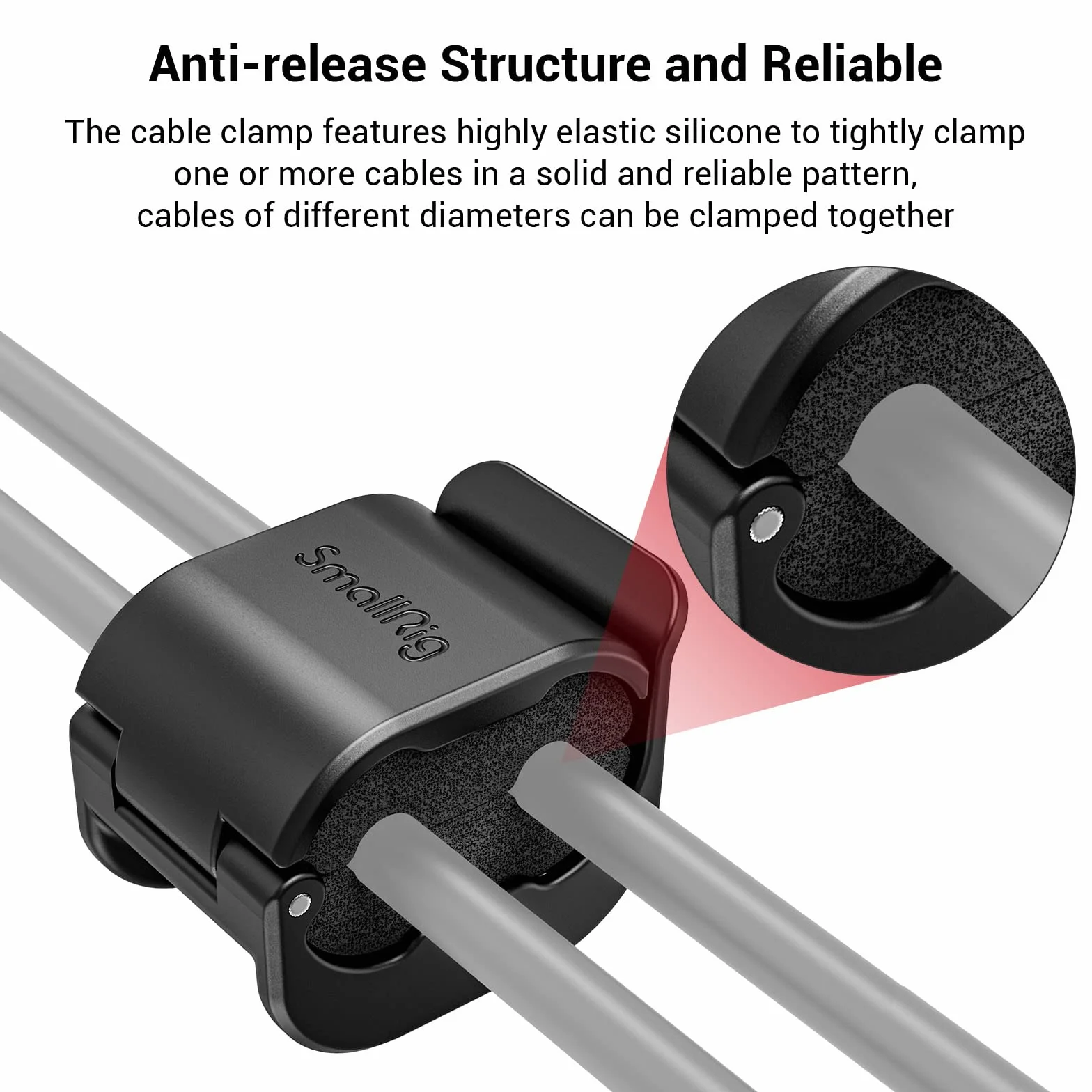 SMALLRIG Morsetto per Cavo per Fotocamera (4 pezzi) per Cavo HDMI/SDI/Microfono, Supporto per Montaggio con Blocco del Cavo per Fotocamera DSLR Cavo da 2-6 mm - 3685