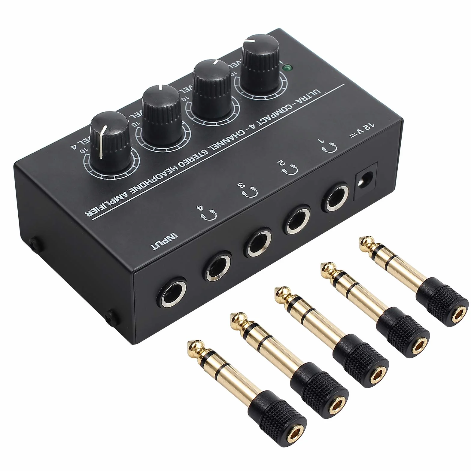 Neoteck HA400 Amplificatore Per Cuffie a 4 Canali Ultracompatto Amplificatore per Cuffie Stereo con 5 PZ Adattatore Audio Jack da 6.3mm a 3.5mm