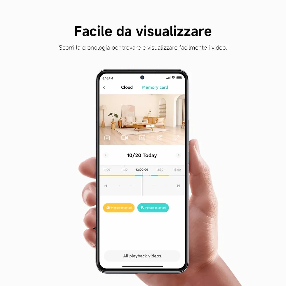 XIAOMI Smart Camera C301 (Videocamera di sorveglianza), risoluzione 2K, protezione privacy, visione notturna a colori, visione completa a 360°, rilvamento delle persone, audio bi-direzionale