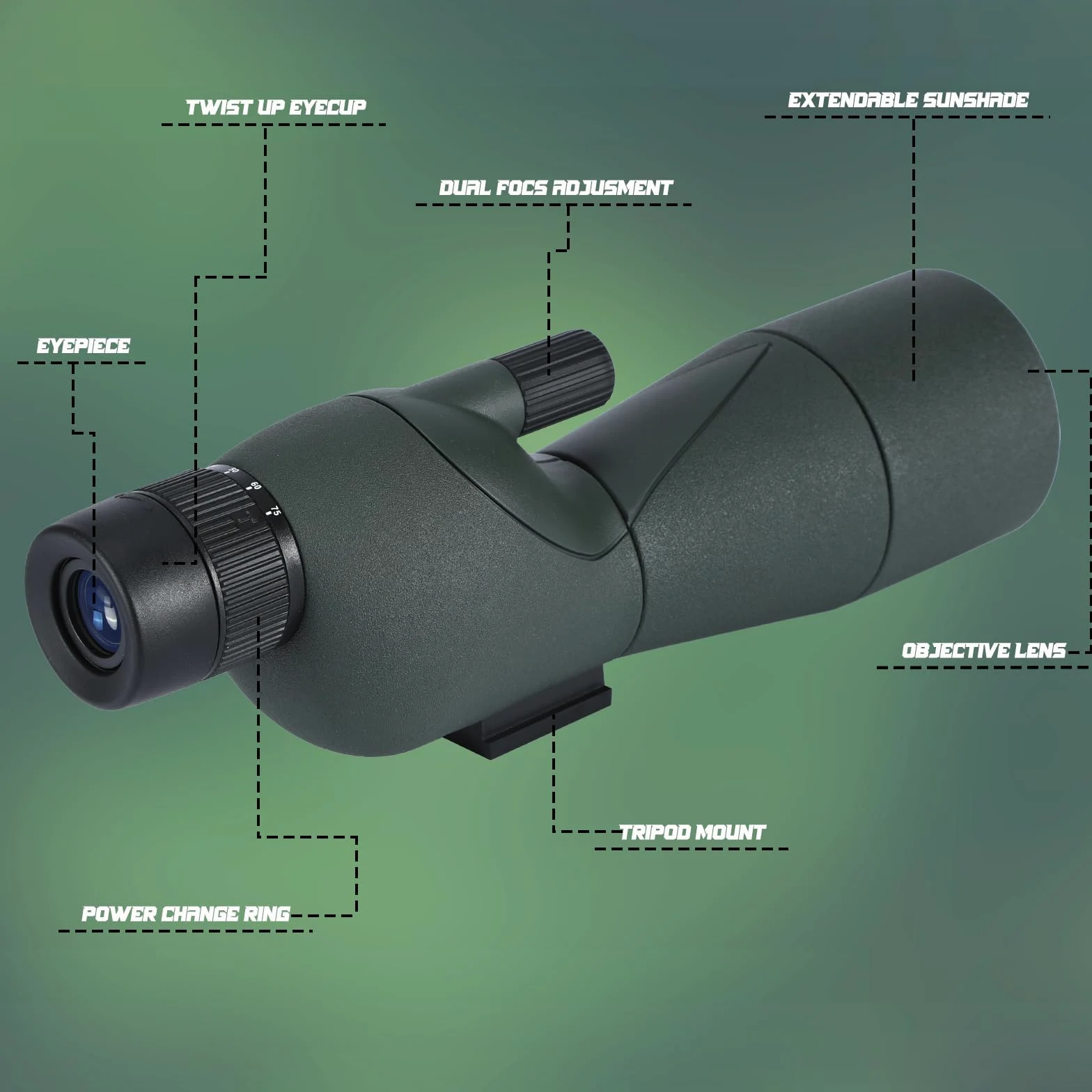 Cannocchiale con Treppiede, Borsa per il Trasporto e Adattatore per Smartphone - Cannocchiale Monoculare Impermeabile per Birdwatching, Tiro a segno, Tiro con Arco, Caccia (75G)