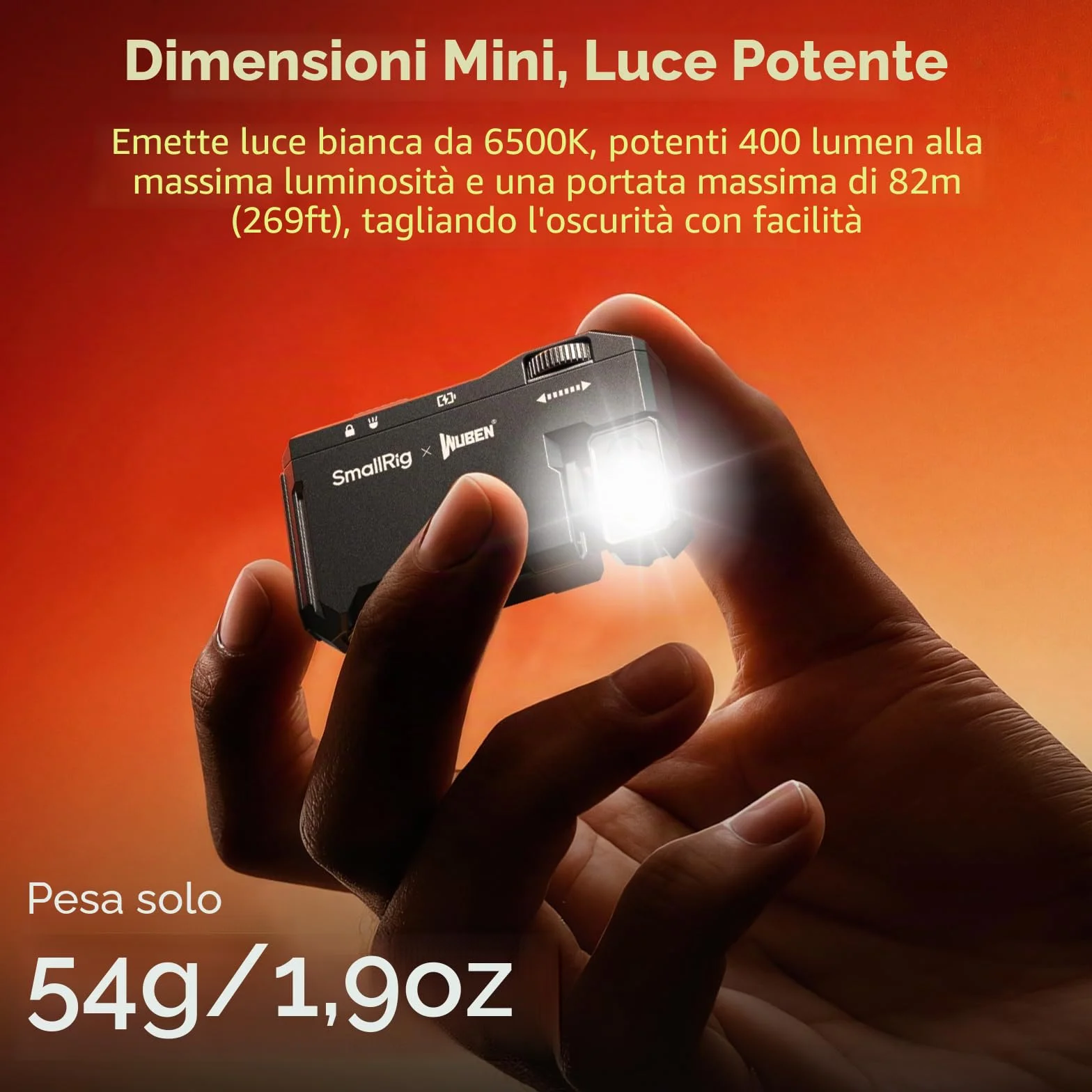 SMALLRIG Mini torcia EDC ricaricabile, luce LED magnetica da 400 lumen, formato tascabile, impermeabile IP65, vite da 1/4"-20, diffusore, torcia portatile per campeggio, segnalazione - 5710