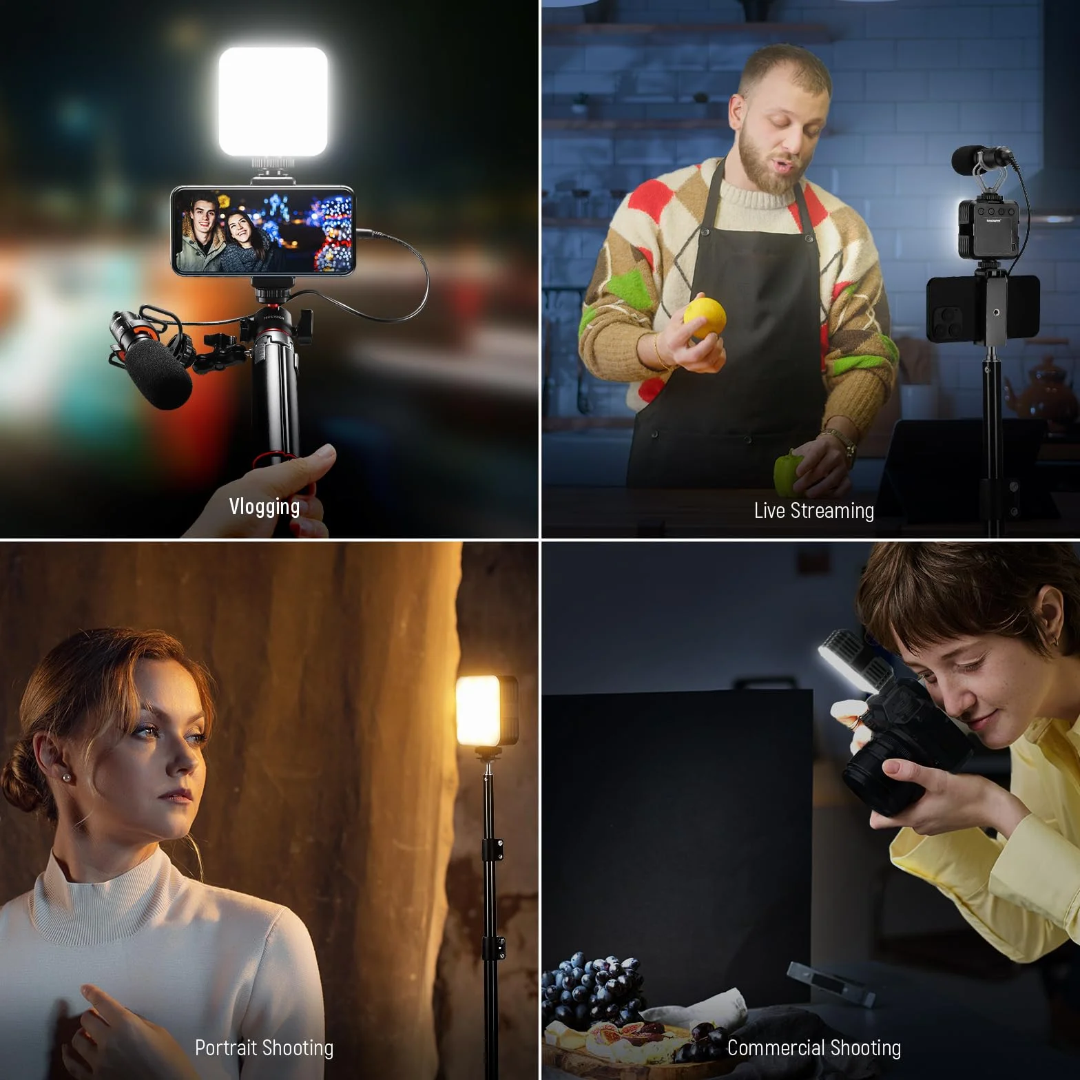 NEEWER Luce LED per Video Portatile Bicolore 3200-5600K Dimmerabile con 3 Slitte Coldshoe, CRI97+, 8 Modalità di Scena, 2000mAh Batteria Ricaricabile per Giochi YouTube Vlog Fotografia – NL-36L