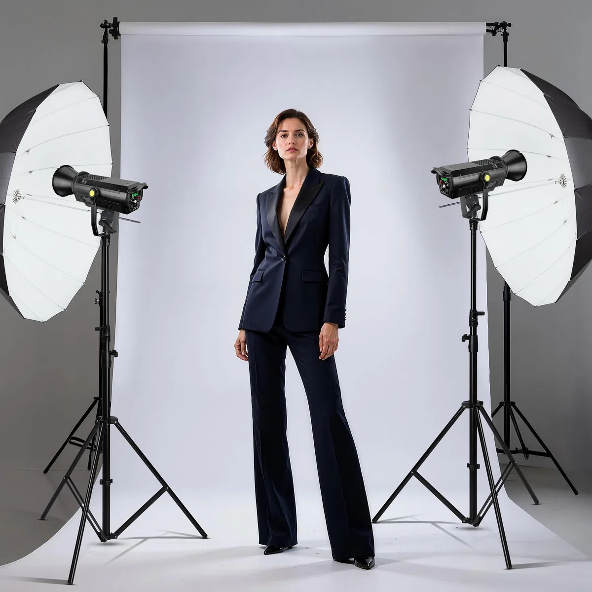 Walimex pro Ombrello fotografico parabolico nero/bianco Ø 105 cm + diffusore – Set di modellatori di luce per fotografia e videografia