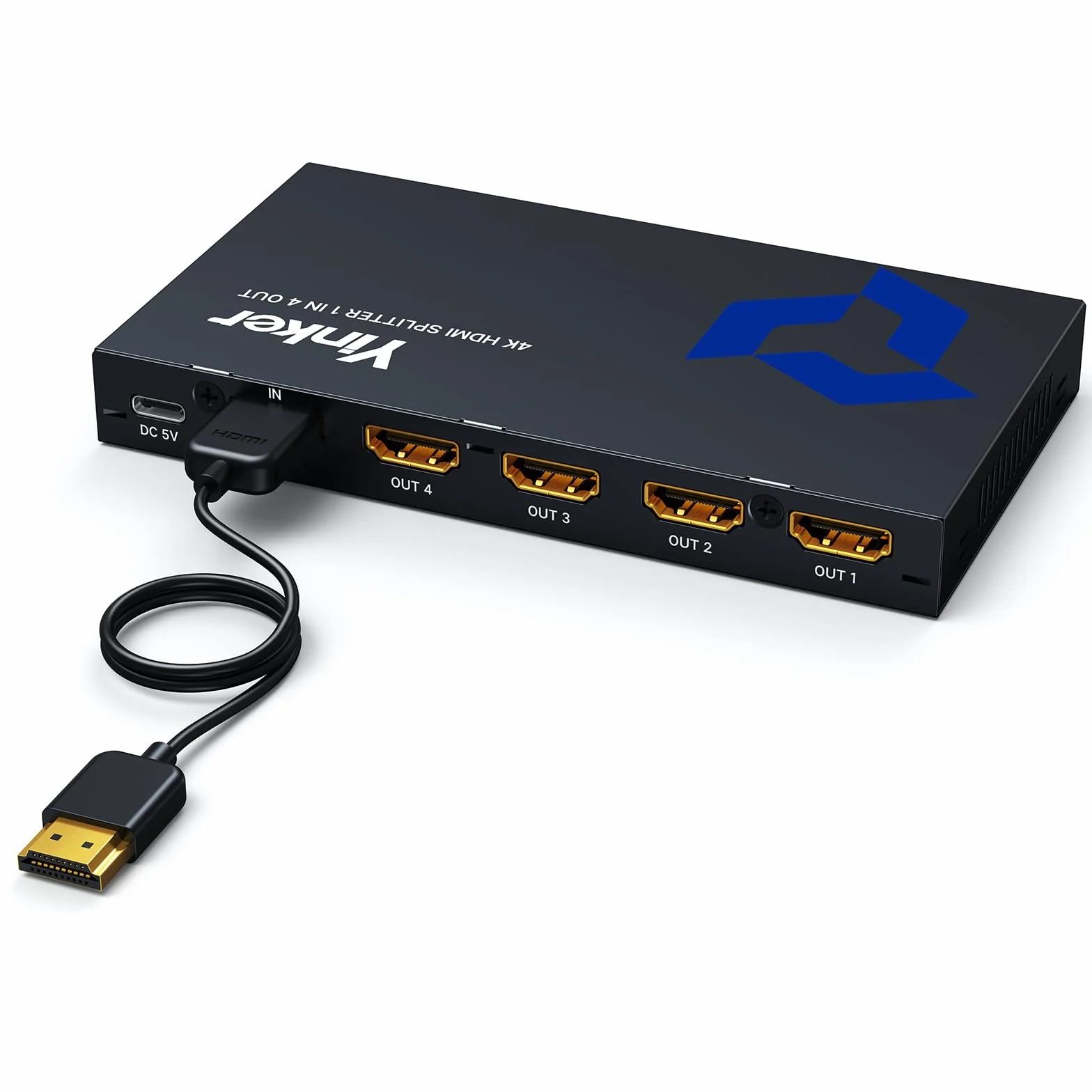 Yinker Splitter HDMI 1 in 4 Out 4K30Hz HDCP1.4 EDID HDR con Cavo 1.5m