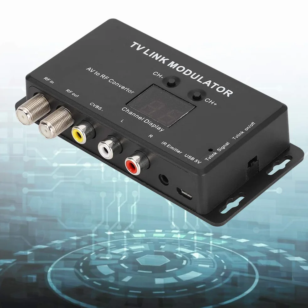 Modulatore TM70 UHF TV Link, USB 5V Modulatore RF Analogico Convertitore AV a RF con Display Canale