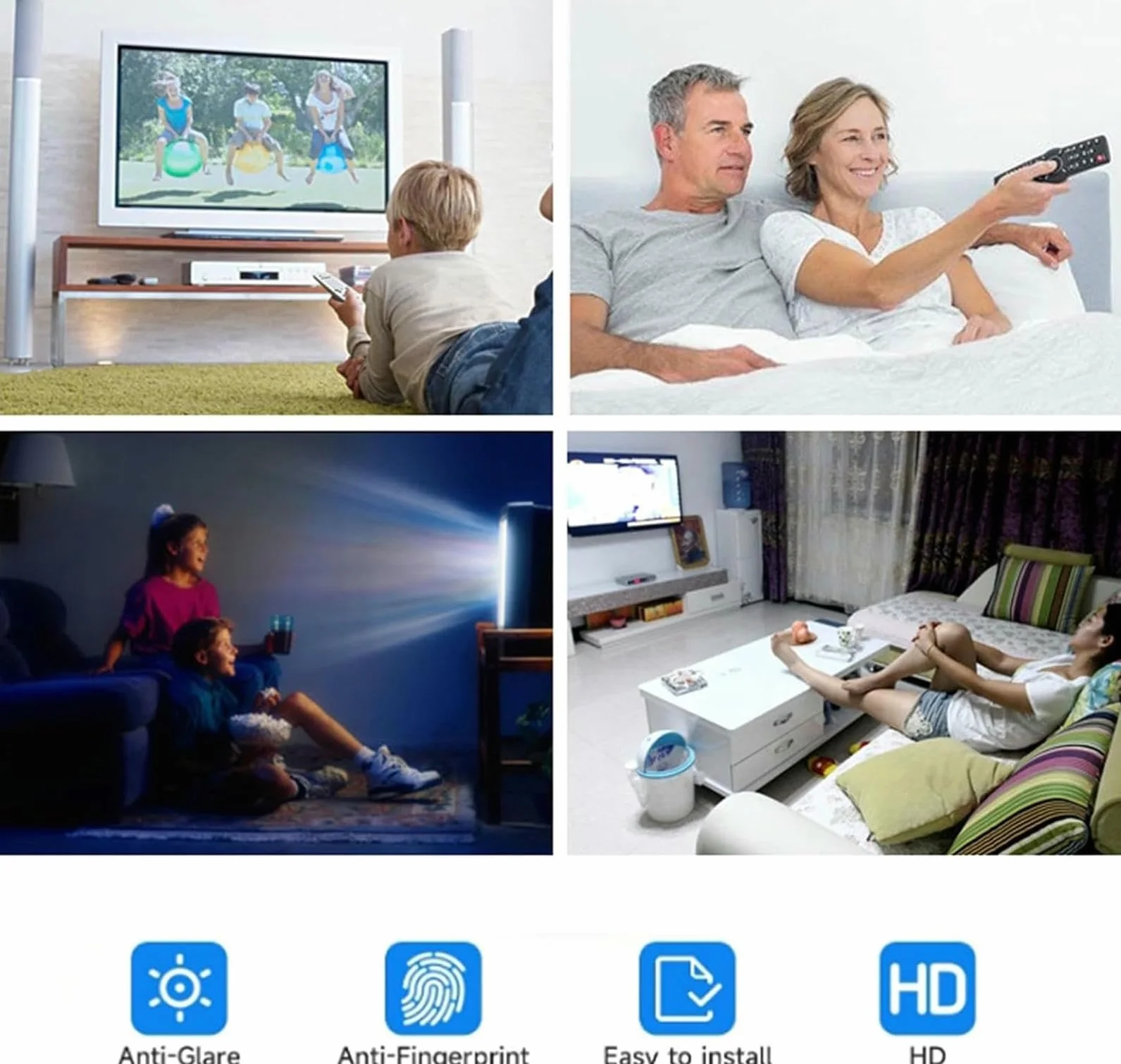 Pellicola Protettiva per Schermo TV Opaca Antiriflesso 32-75 Pollici AntiGraffio Anti Luce Blu