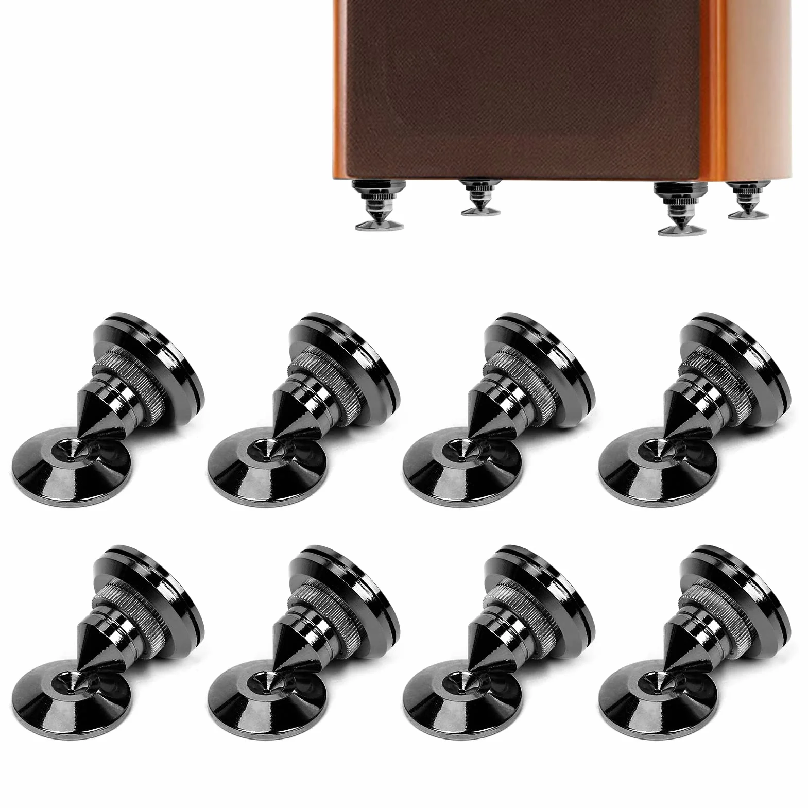 Punte nere per altoparlanti antivibrazione HiFi 8 pezzi