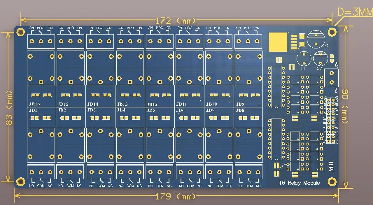 12V 16 canali modulo relè Scheda di interfaccia per PIC Arm DSP PLC con Protezione Optocoupler