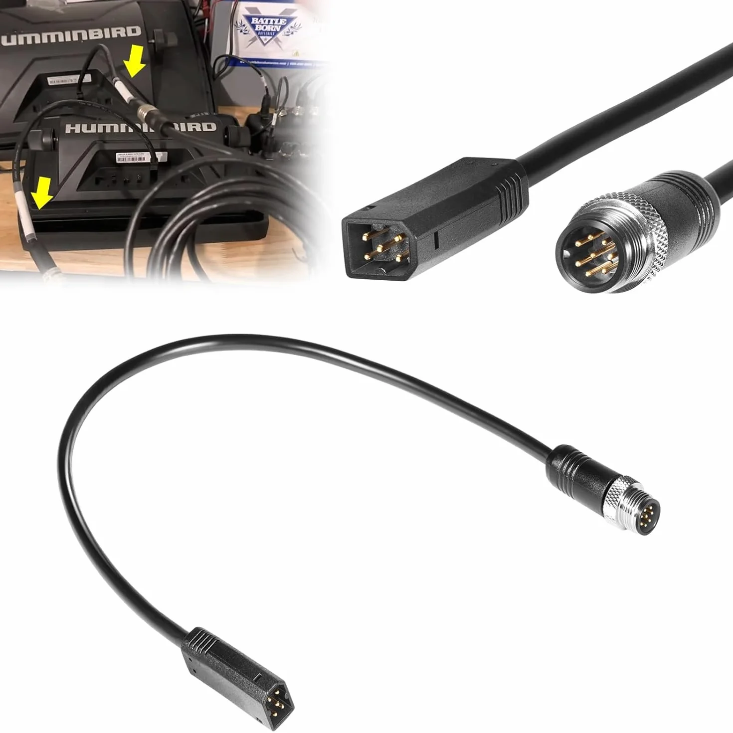 720074-12 (720074-1) AS EC QDE Cavo adattatore Ethernet per Fishfinder Humminbird – Cavo di rete robusto per HELIX 7-15 & SOLIX G2N/G3N/G4N, i-Pilot Link, One-Boat Network e Mega Live Imaging (wasse