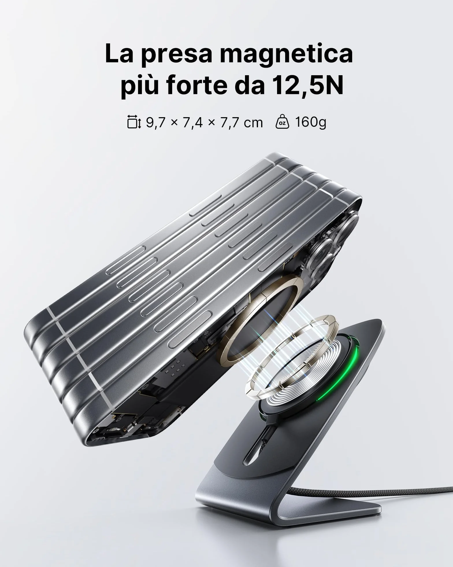 INIU Caricatore Wireless 2 in 1, 15W Certificato Qi2 Caricabatterie Magnetico, Stazione Ricarica Wireless Mag-Safe per iPhone 17 16 15 14 13 Pro Max Mini AirPods 4 3 2(con Adattatore USB C 20W)