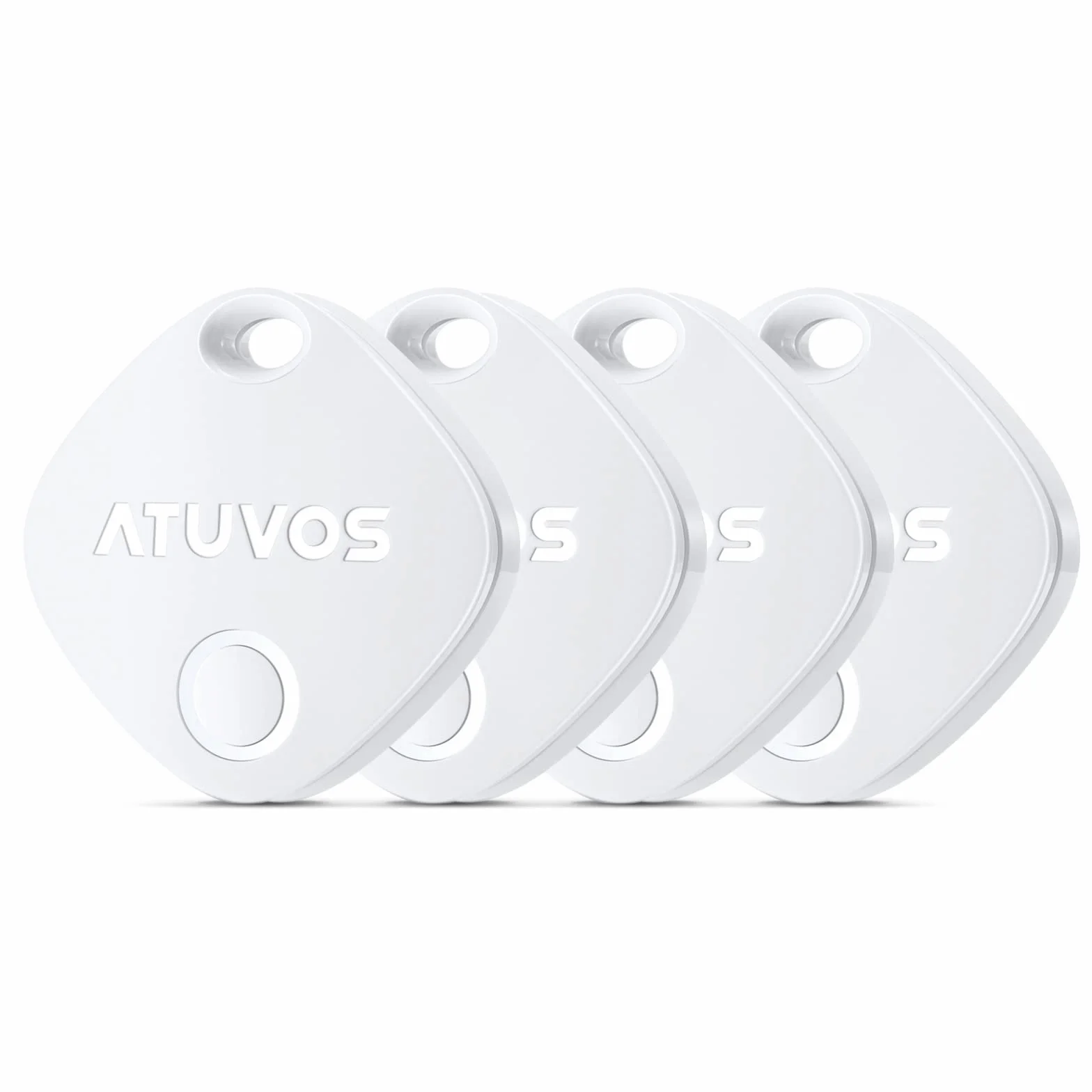 ATUVOS Air tag Smart Tracker 4 pezzi Bianco, Bluetooth Trova oggetti Compatibile con Apple Dov'è (solo iOS, Android non supportato), Localizzatore Chiavi per Borse/Bagagli/Zaini. Batteria Sostituibile