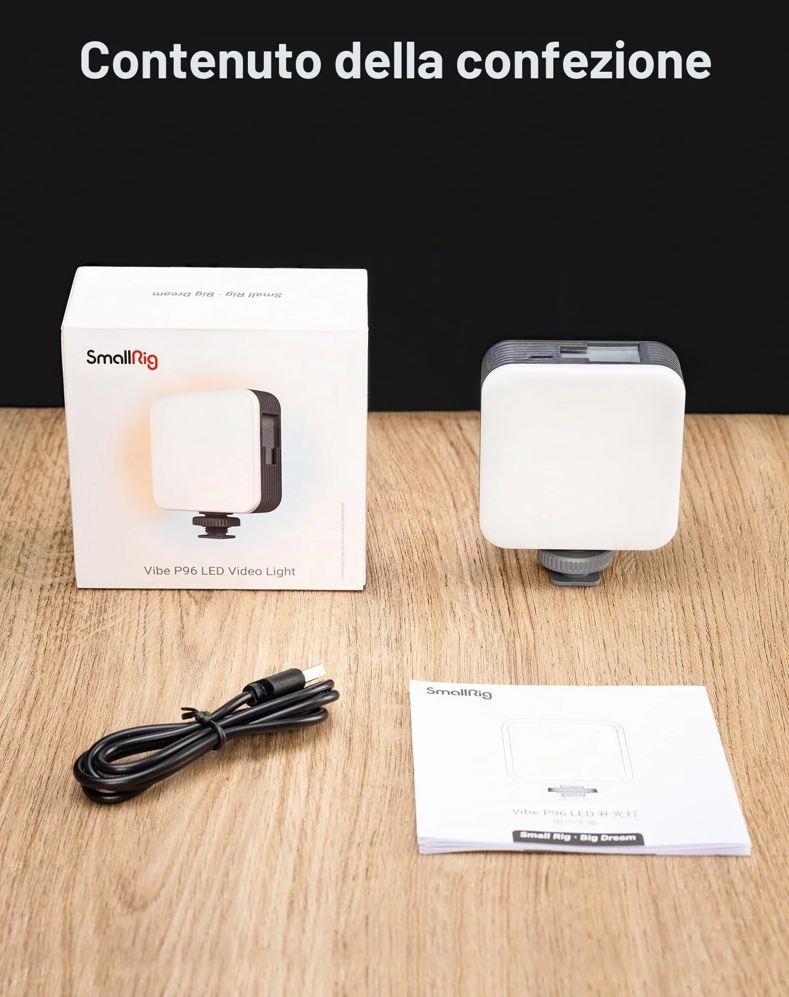 SMALLRIG Luce Video RGB, 96 LED per Fotocamera, Portatile, Illuminazione Fotografica con 3 Cold Shoe, 2200 mAh, Ricaricabile CRI 95+ 2700-6500 K, Pannello Dimmerabile - 3286B