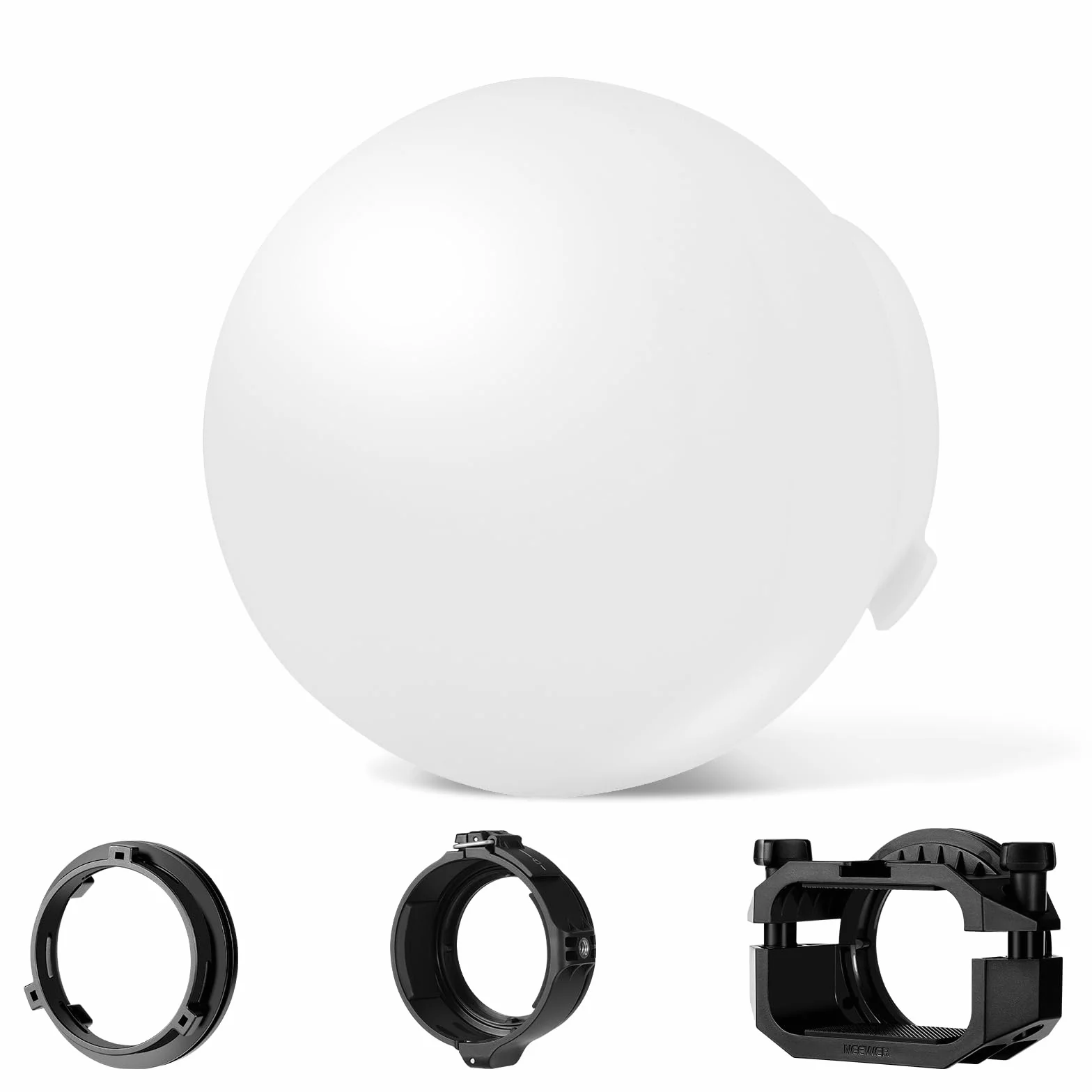 Neewer CRS6 Cupola di Diffusione + 3 Anelli Adattatori, Compatibile con Godox V1 Z2PRO Z3R Flash a Testa Rotonda e Speedlite Quadrato Z880, Montaggio Diffusore Luce Video MS60B MS60C MS150B