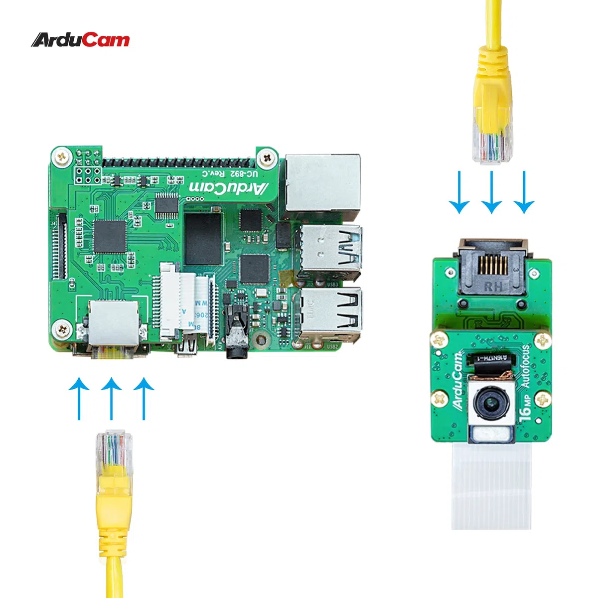 Arducam Kit di prolunga per fotocamera Raspberry Pi, estensione fino a 15 metri, compatibile con Raspberry Pi Camera V1/V2/HQ, e modulo fotocamera autofocus da 16 MP