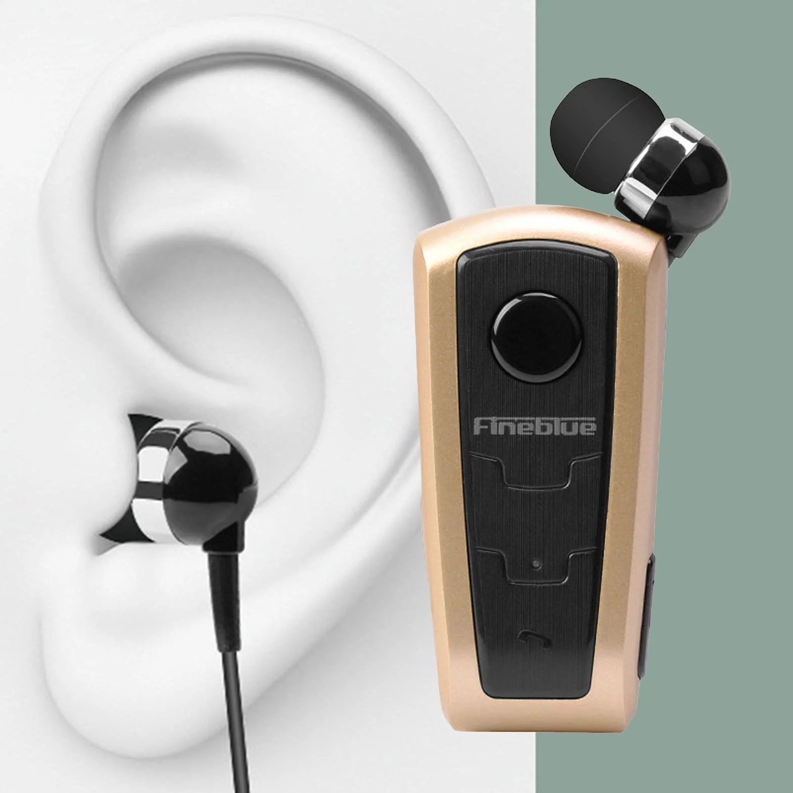 Auleset 1Pc Fineblue F910 Auricolare Mini Vibrazione Promemoria ABS Wireless Bluetooth 4.0 Retrattile Pratico Auricolare Compatibile per la Corsa - Nero