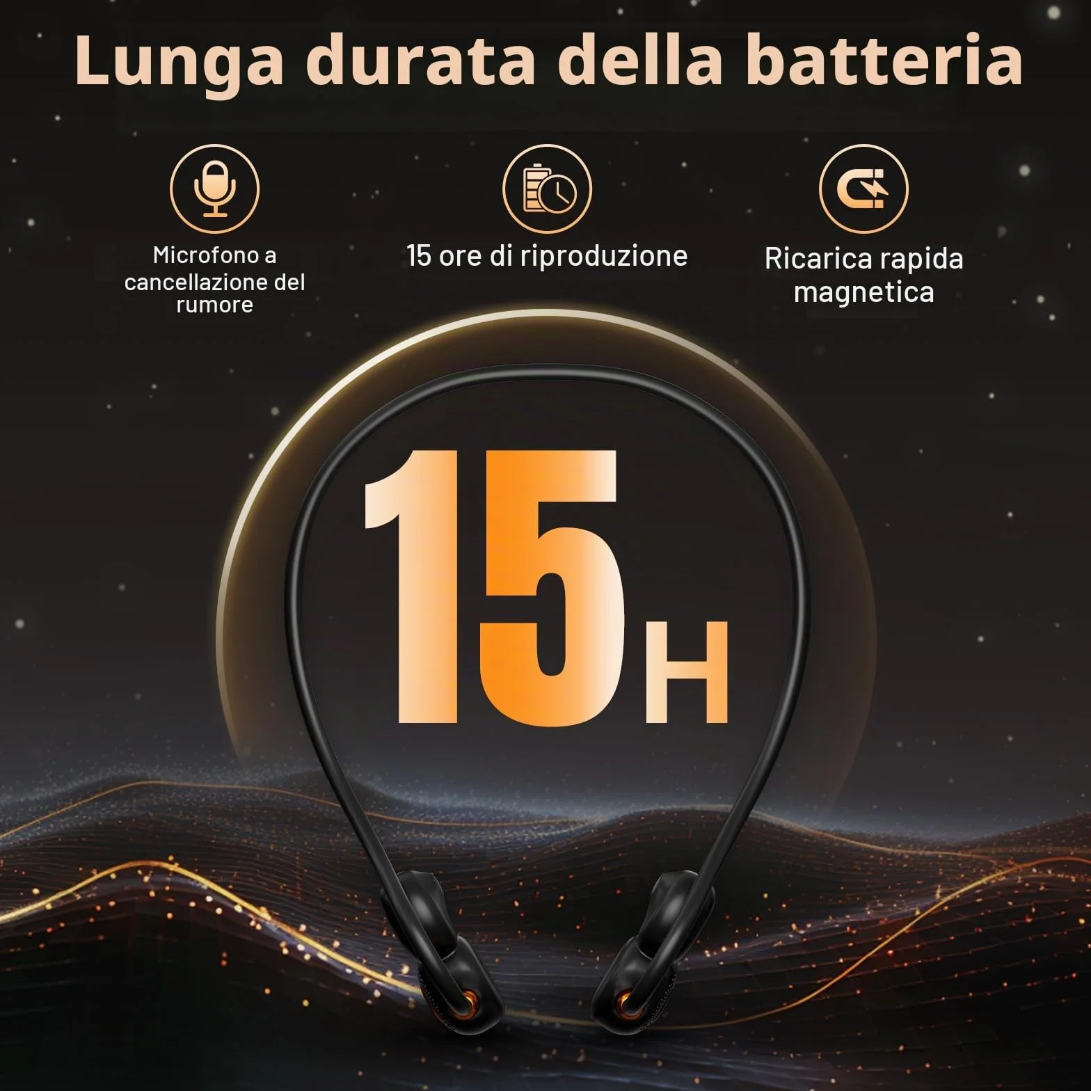 Ortizan Cuffie Bluetooth Sport, Auricolari Open Ear Wireless Bluetooth 5.3 IPX6 Impermeabili, Chiamata Chiara, 19 G, Auricolari Leggeri 15 Ore Di Riproduzione E Ricarica Rapida Magnetica Per Corsa