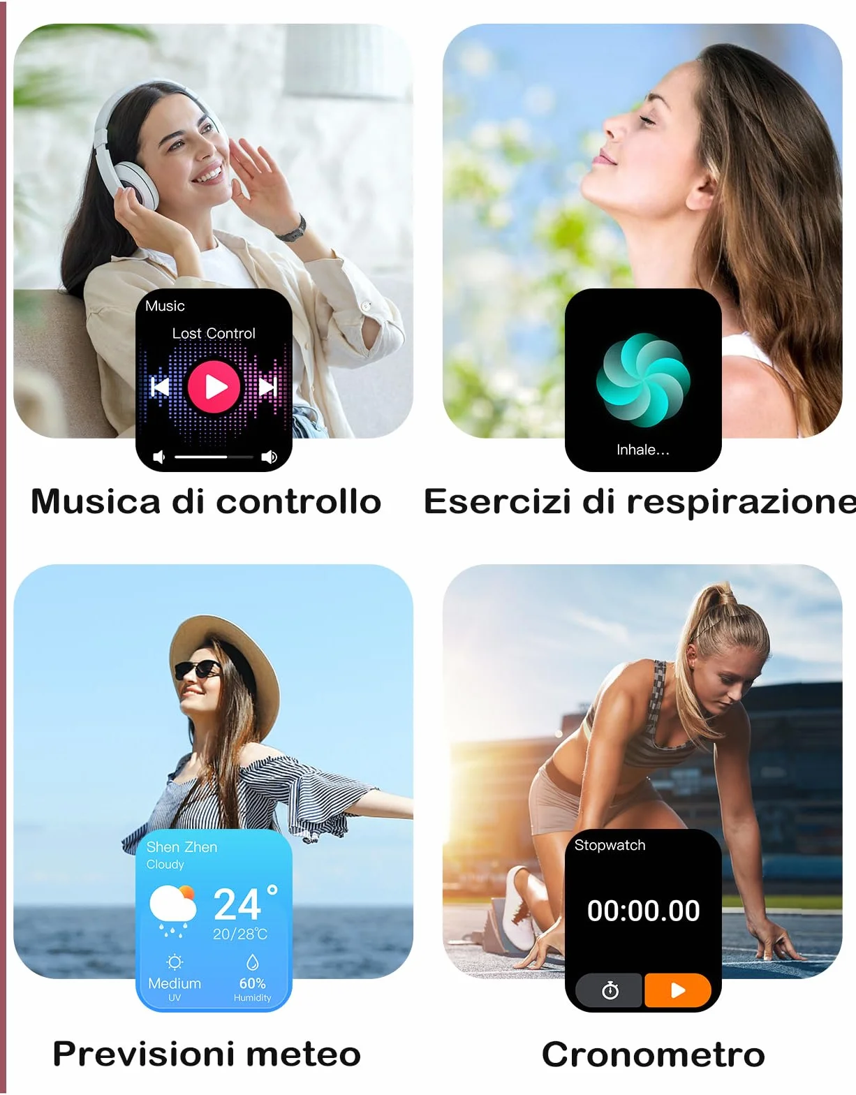 Smartwatch Uomo Donna Chiamate Bluetooth Orologio Fitness Cardiofrequenzimetro Saturimetro 100 Modalità Sportivo Nero
