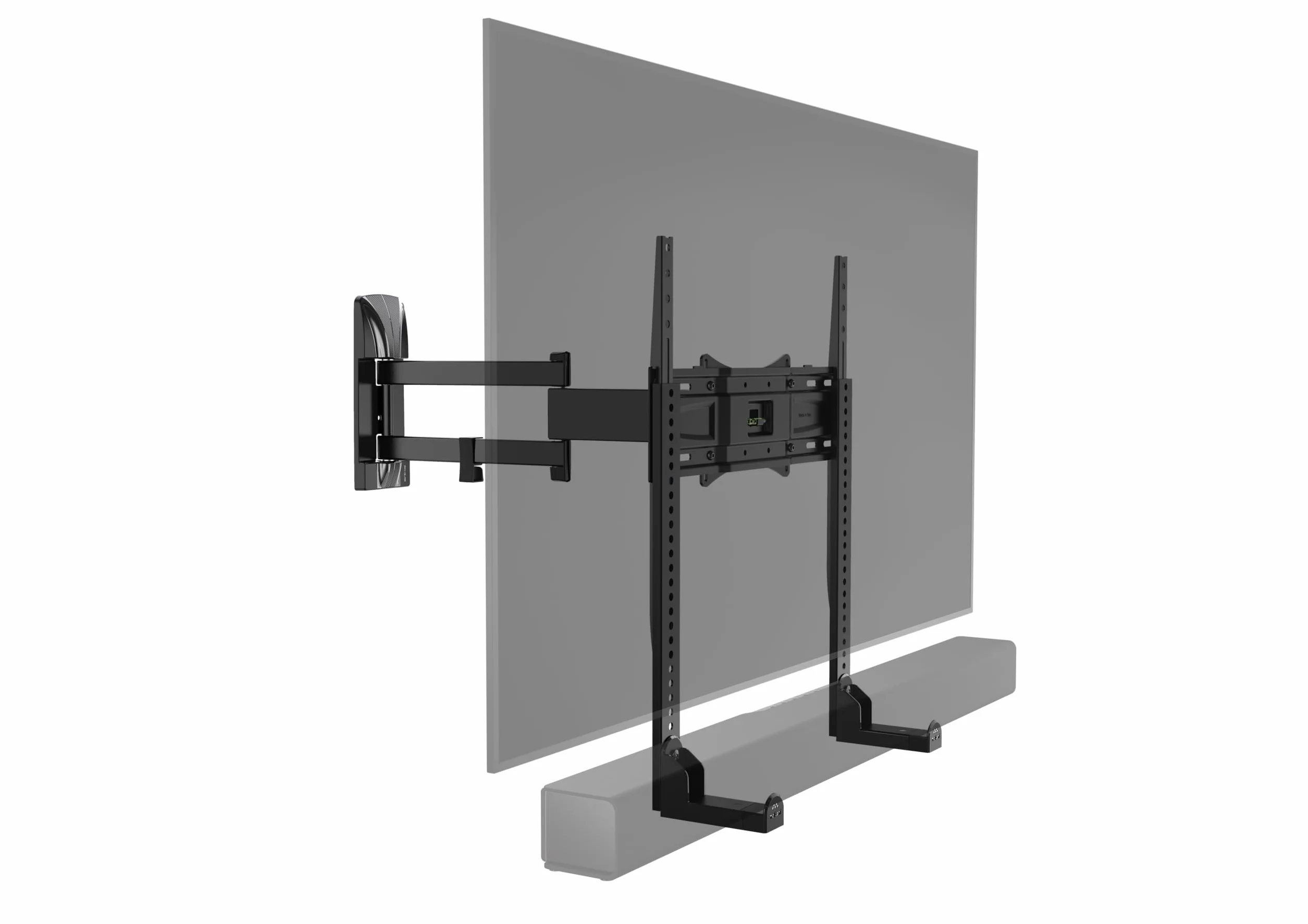 Meliconi Supporto Soundbar TV Universale, per Staffa a Parete, Altezza Regolabile, 10 Kg, Made in Italy, Passacavo, Protezione Antivibrazione, Nero