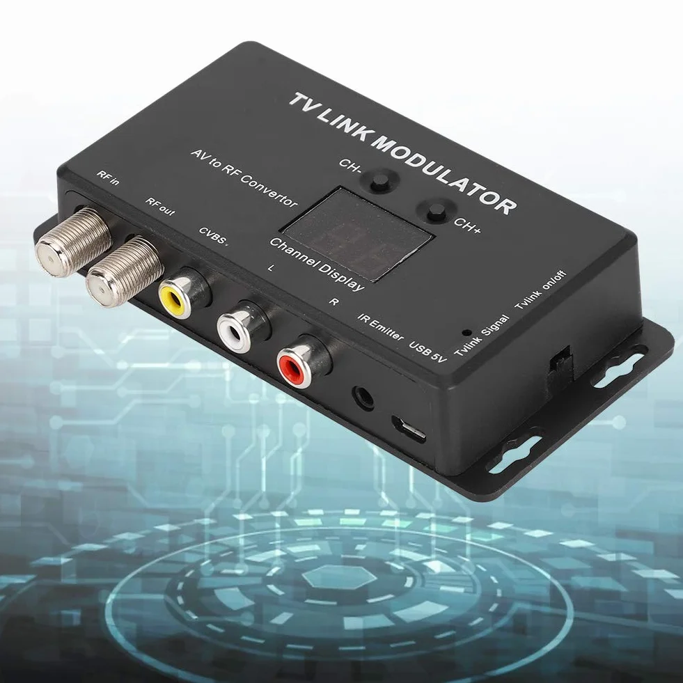 Modulatore TV LINK TM70 UHF AV a RF Convertitore con Display Canale IR Extender