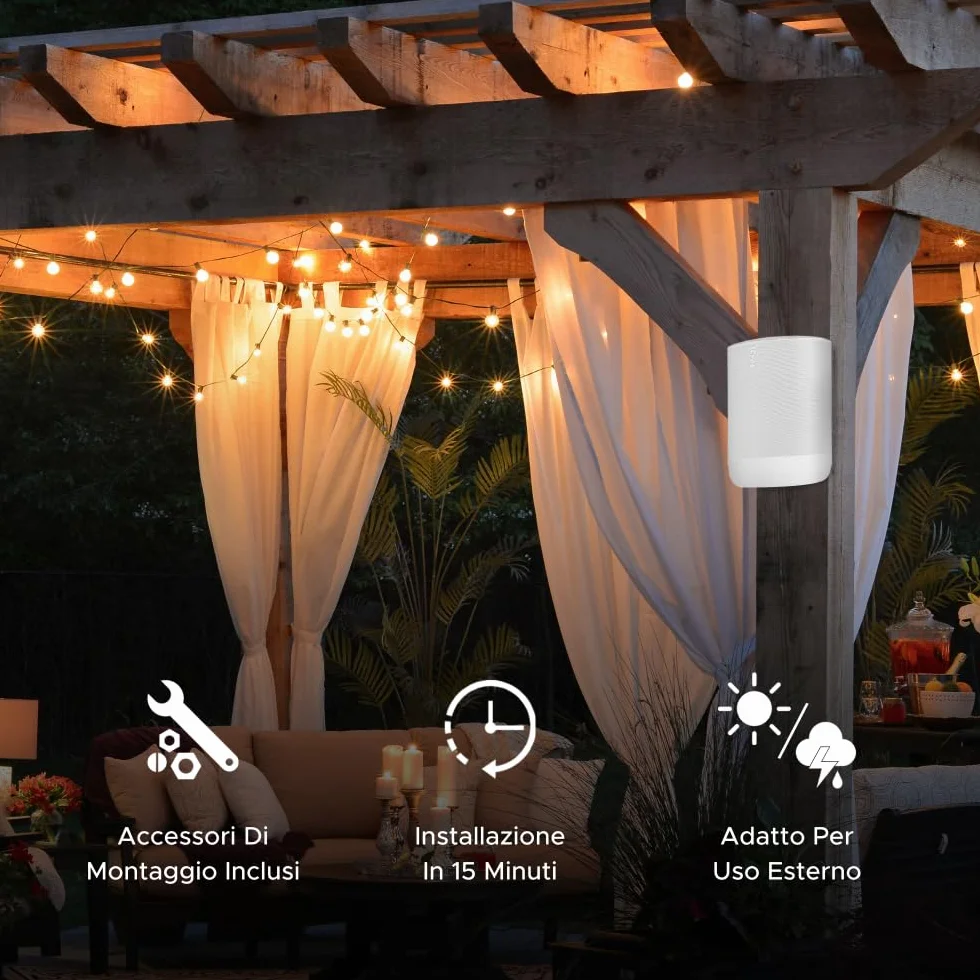 Sound bass staffa da parete per altoparlante Move, resistente alle intemperie, compatibile con Sonos Move e Move 2, con accessori di montaggio inclusi (Move 2 - Bianco)