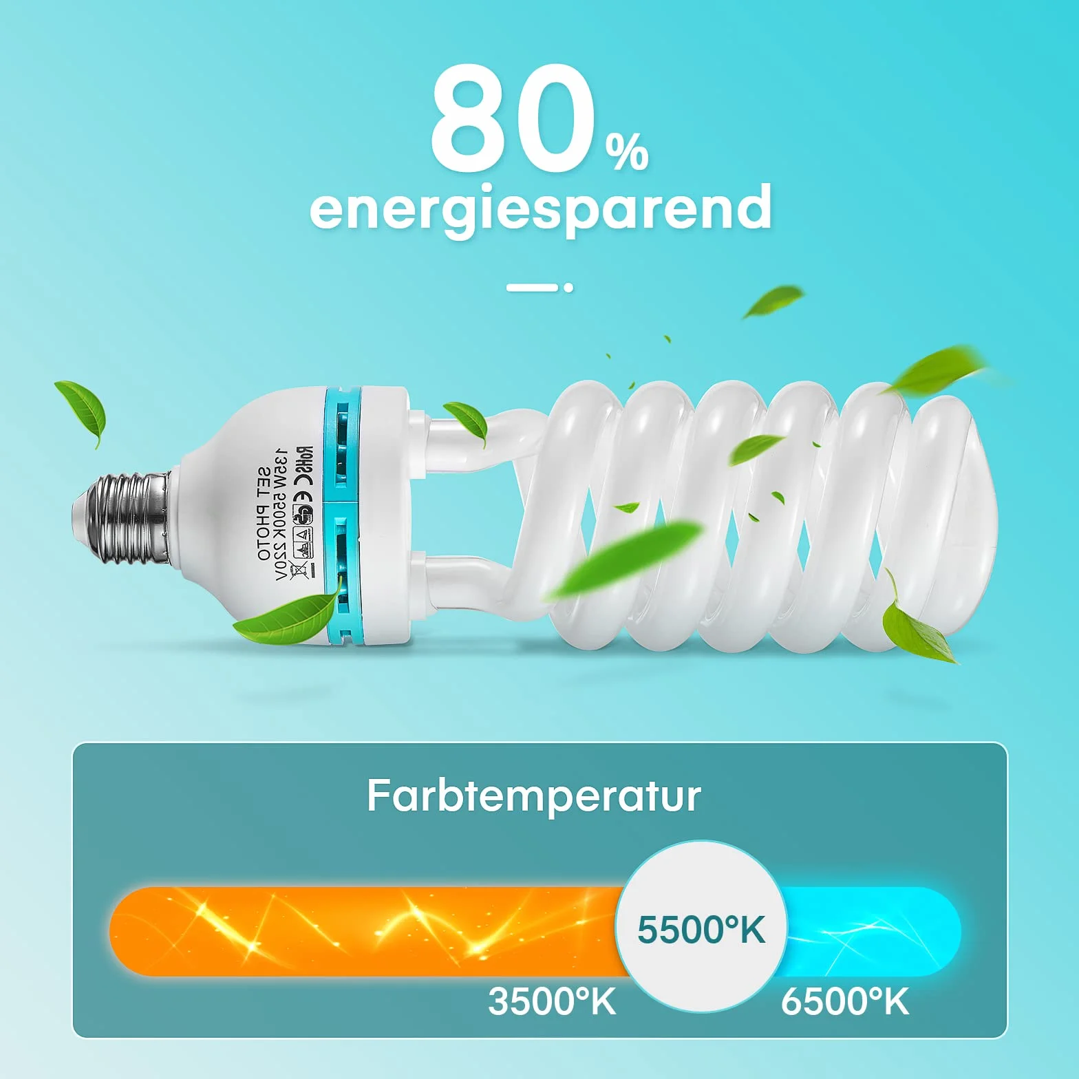 TLGREEN 2 x 135 W Softbox Lampada Foto Luce, E27 220V Luce per Fotografia, Lampada a Risparmio Energetico a Luce Fredda per Fotografia, Video, Studio, Studio Fotografico