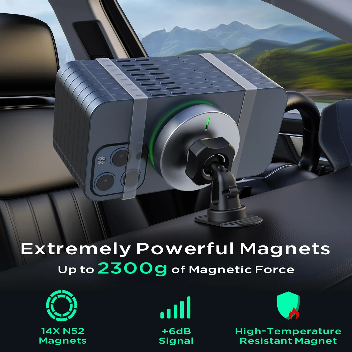 Hinyx Caricatore Wireless Auto Magnetico da, Compatible Con Mag-Safe auto Caricabatterie Senza Fili Supporto Telefono